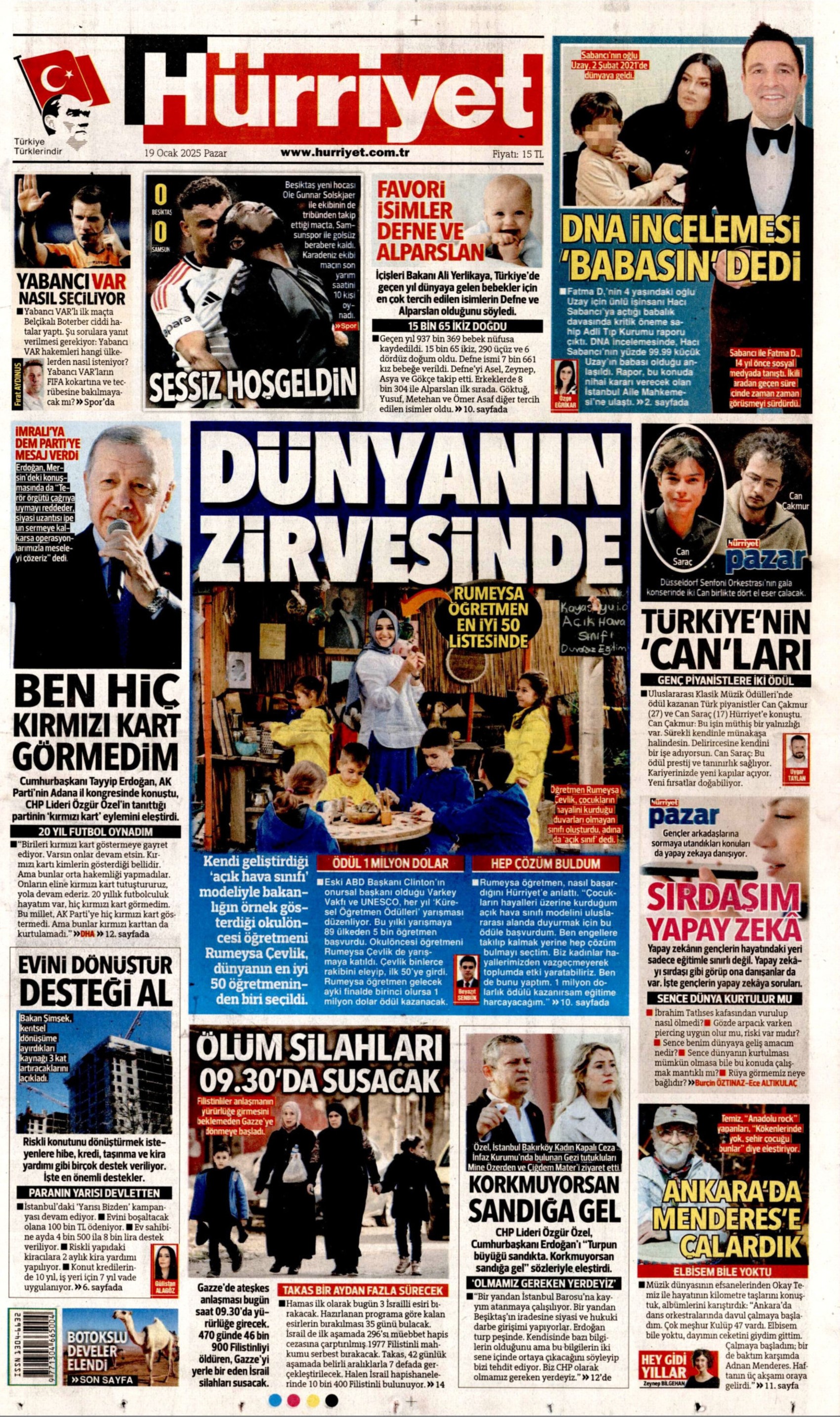 19 Ocak 2025 gazete manşetleri: Erdoğan ve Özel arasındaki 'turp' polemiği gazetelerde