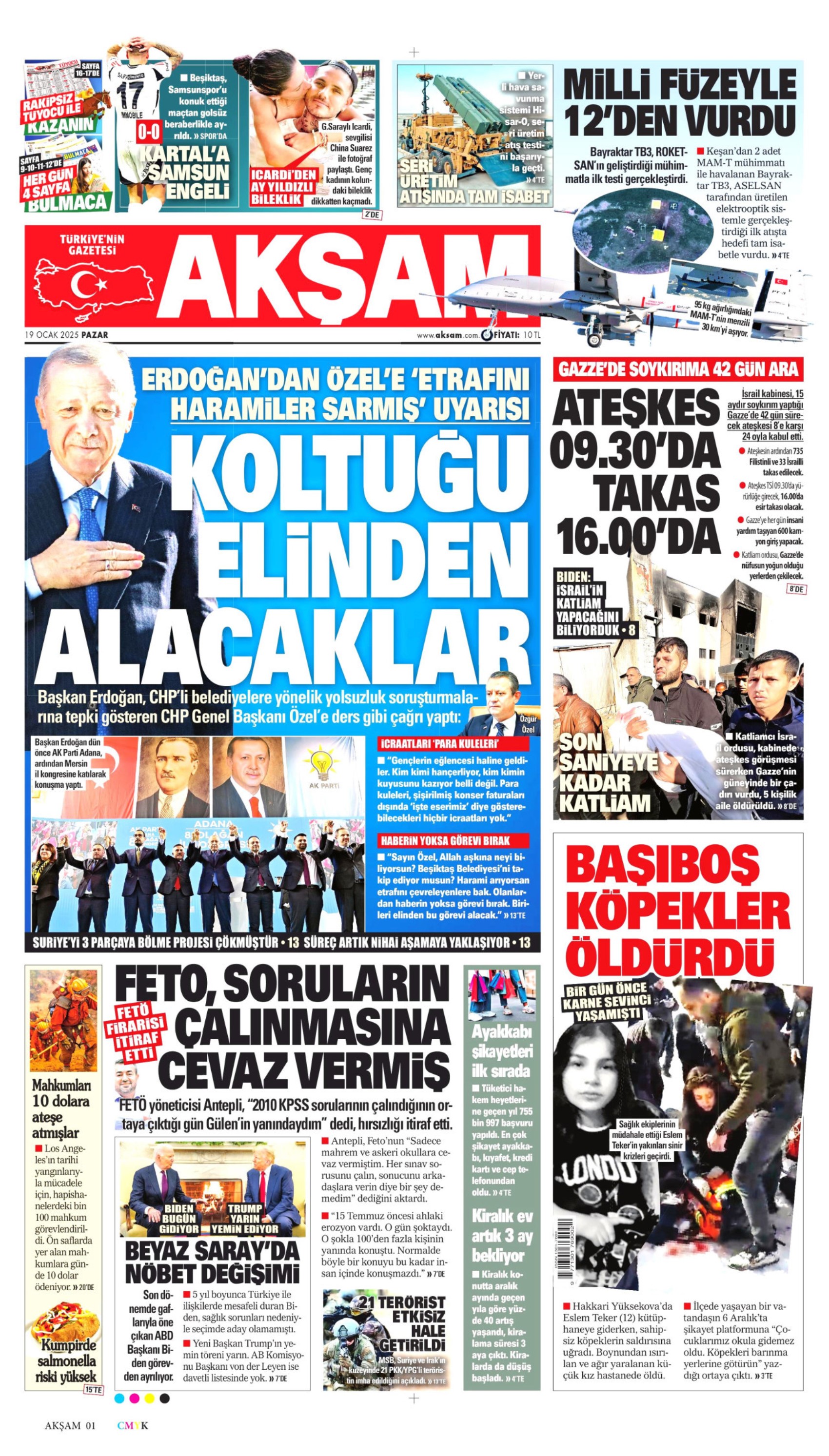 19 Ocak 2025 gazete manşetleri: Erdoğan ve Özel arasındaki 'turp' polemiği gazetelerde