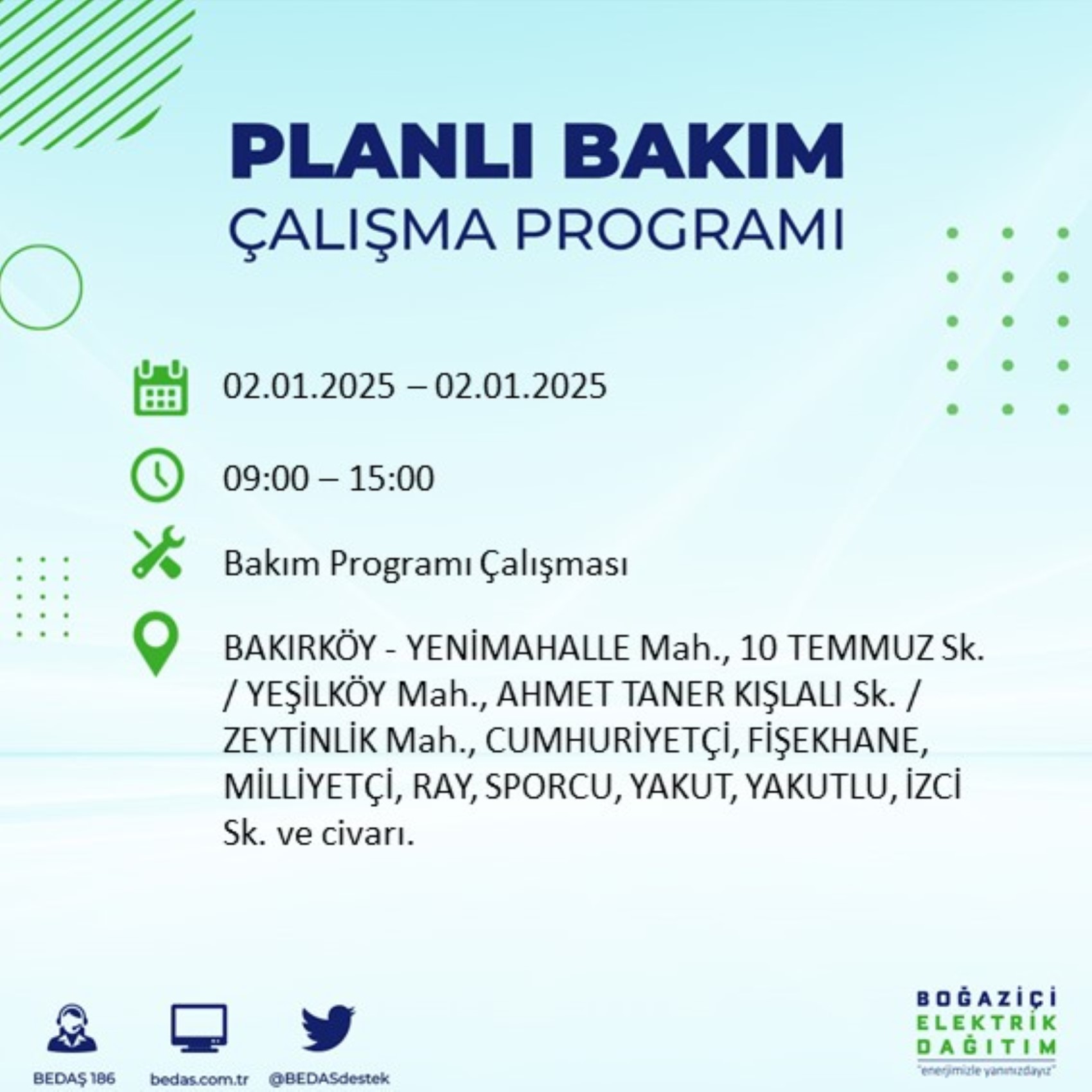 BEDAŞ açıkladı... İstanbul'da elektrik kesintisi: 2 Ocak'ta hangi mahalleler etkilenecek?