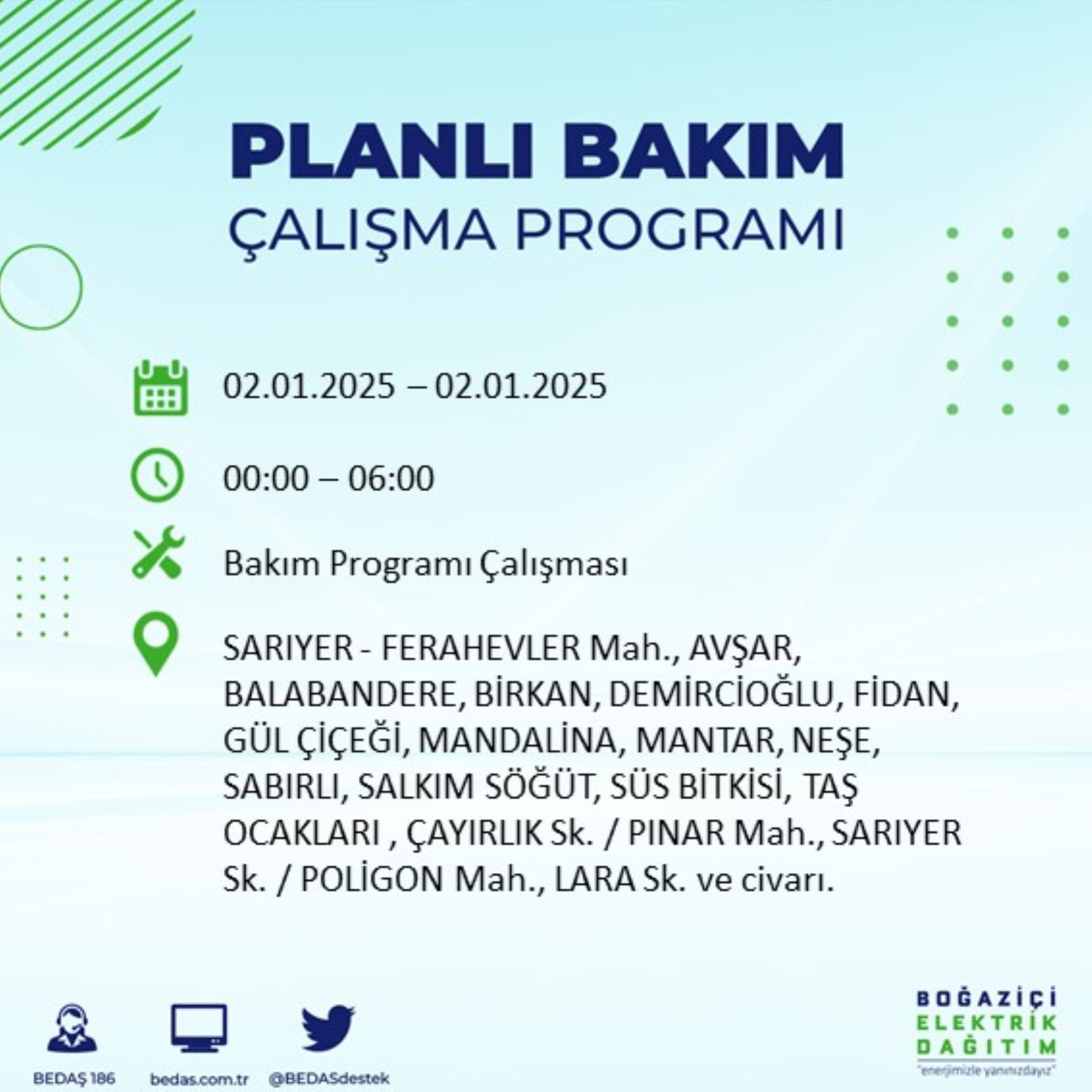 BEDAŞ açıkladı... İstanbul'da elektrik kesintisi: 2 Ocak'ta hangi mahalleler etkilenecek?