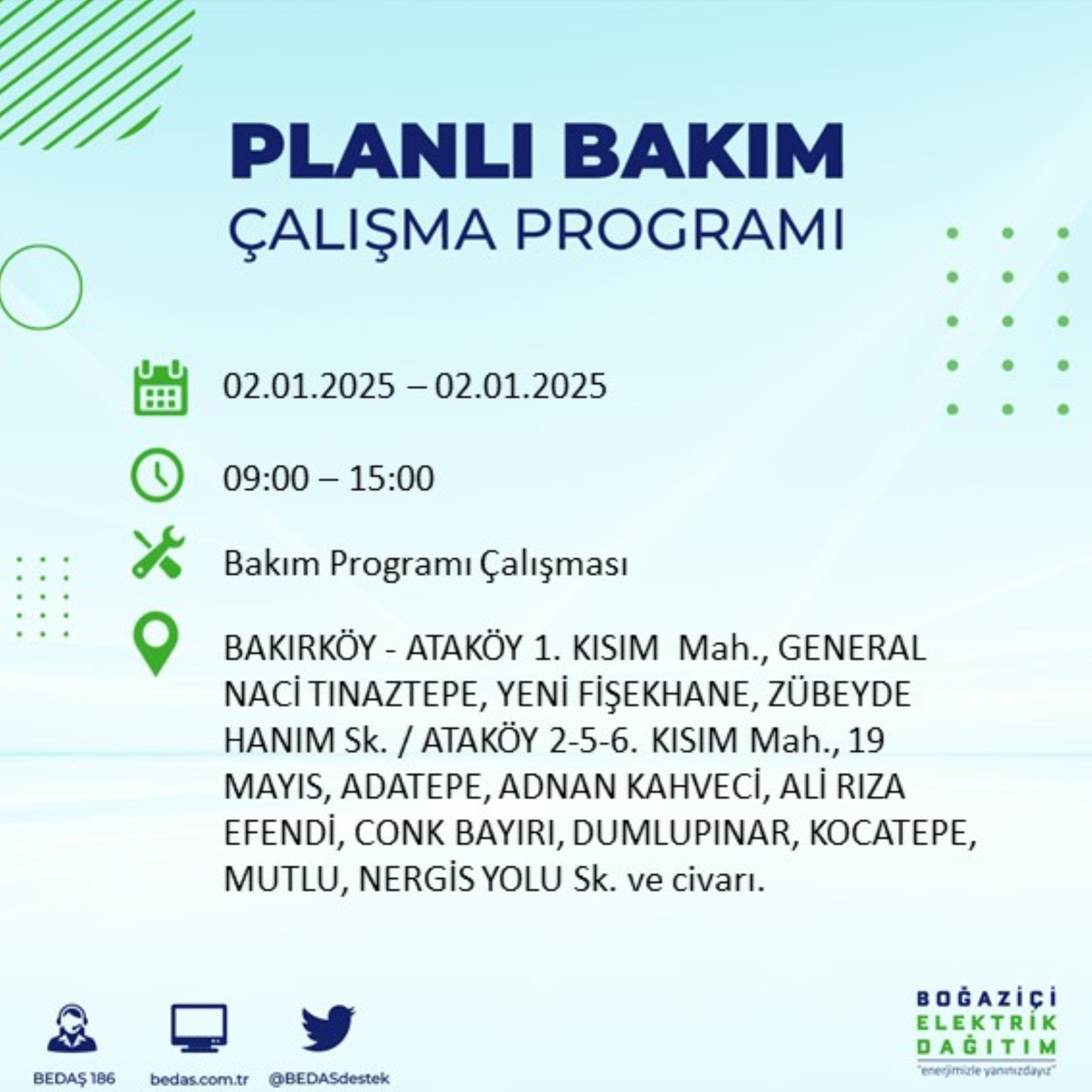 BEDAŞ açıkladı... İstanbul'da elektrik kesintisi: 2 Ocak'ta hangi mahalleler etkilenecek?