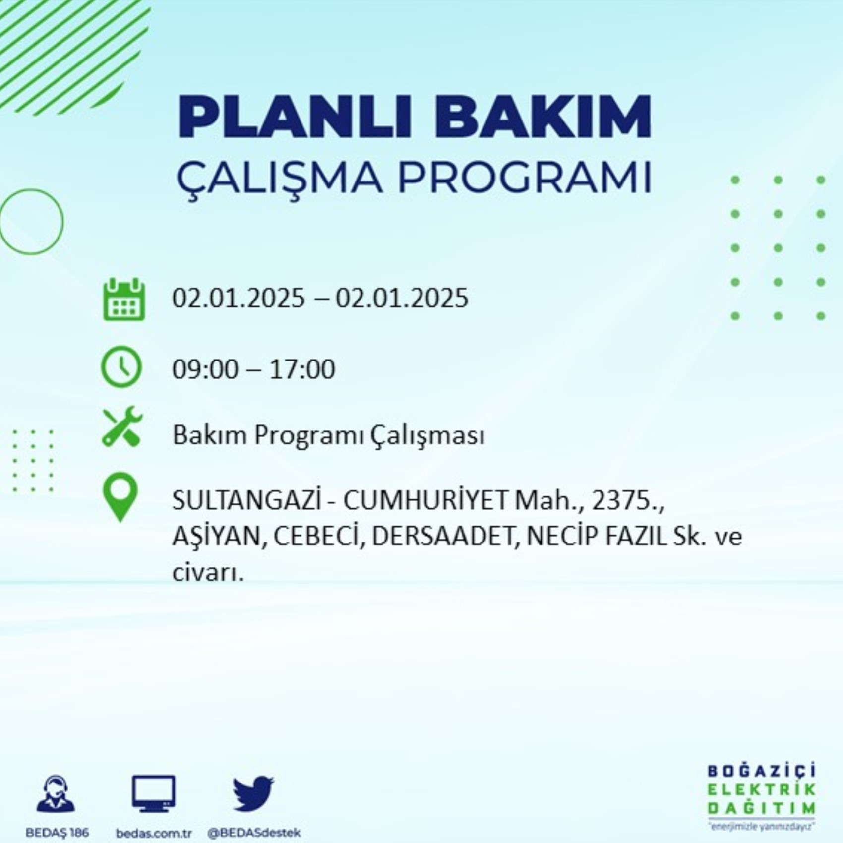 BEDAŞ açıkladı... İstanbul'da elektrik kesintisi: 2 Ocak'ta hangi mahalleler etkilenecek?