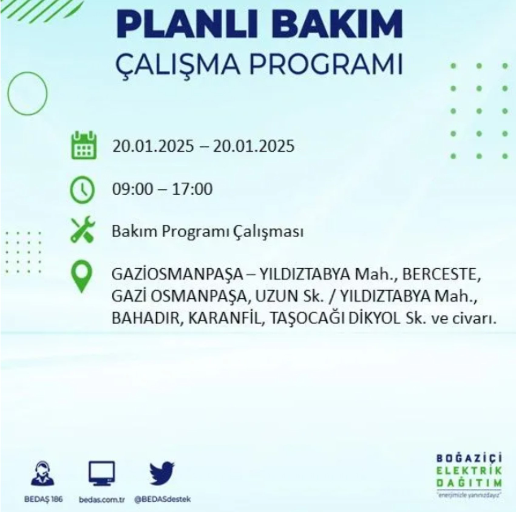 BEDAŞ açıkladı... İstanbul'da elektrik kesintisi: 20 Ocak'ta hangi mahalleler etkilenecek?