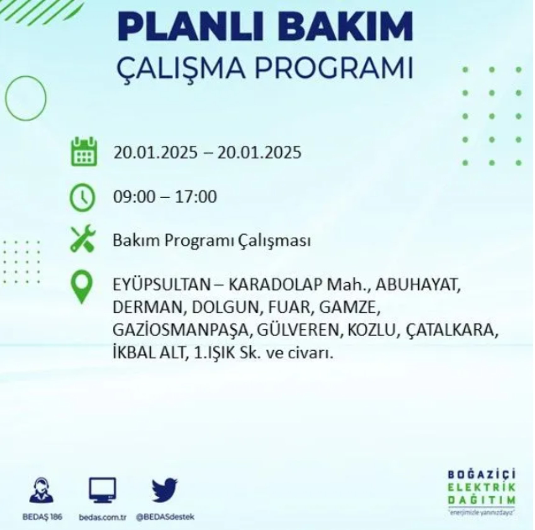 BEDAŞ açıkladı... İstanbul'da elektrik kesintisi: 20 Ocak'ta hangi mahalleler etkilenecek?