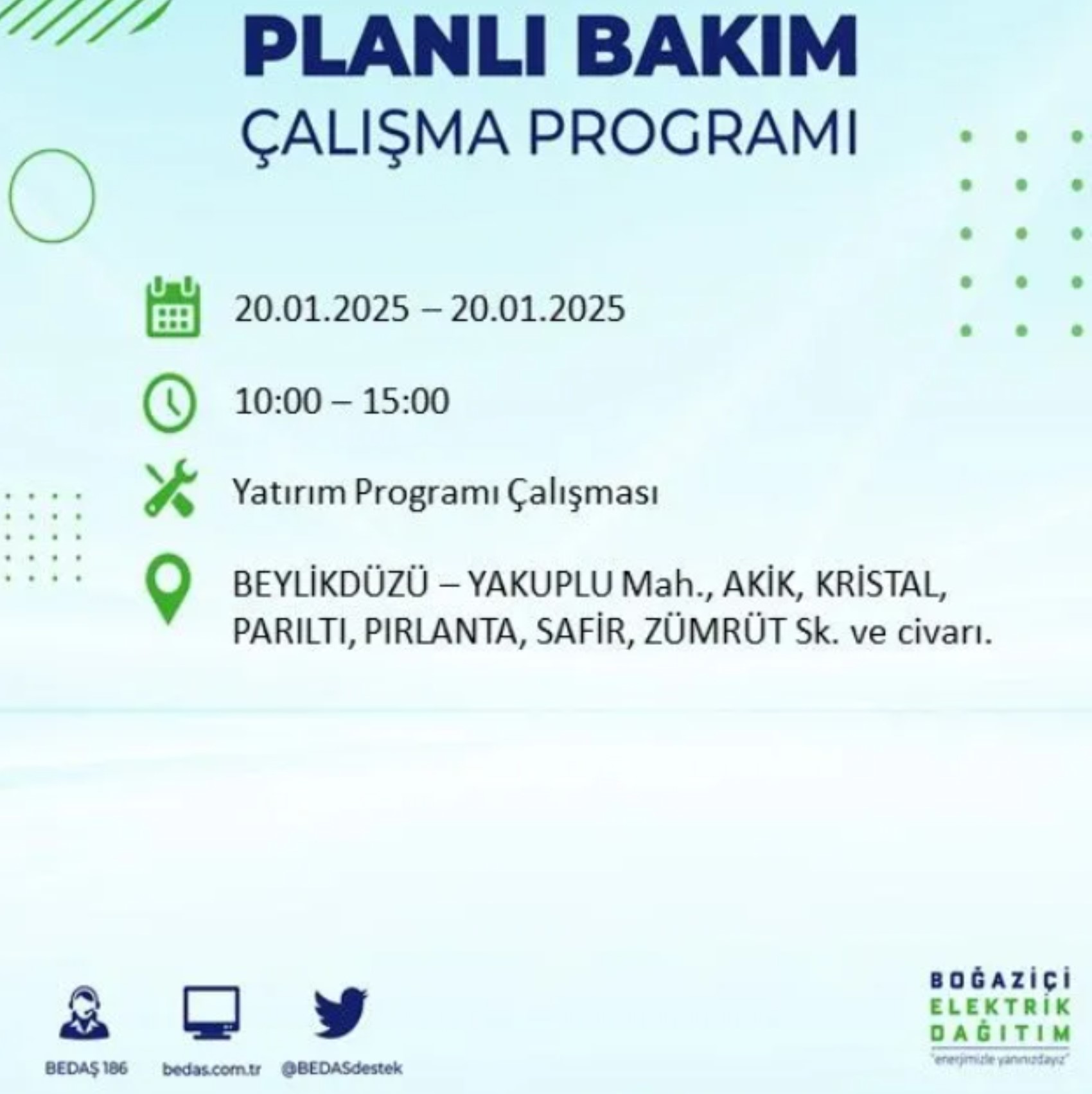 BEDAŞ açıkladı... İstanbul'da elektrik kesintisi: 20 Ocak'ta hangi mahalleler etkilenecek?