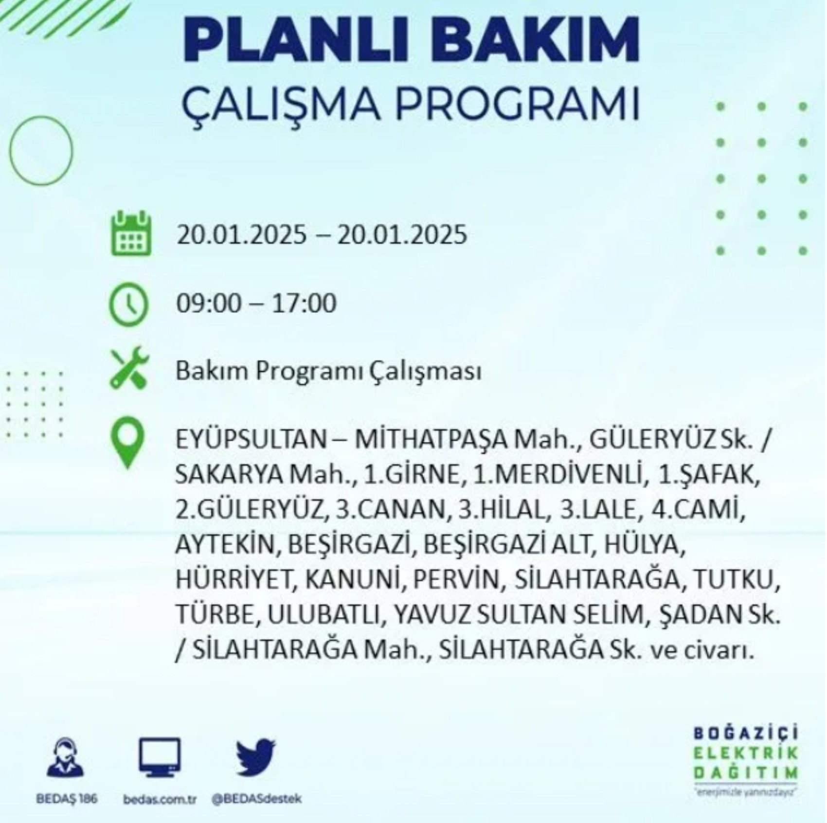 BEDAŞ açıkladı... İstanbul'da elektrik kesintisi: 20 Ocak'ta hangi mahalleler etkilenecek?