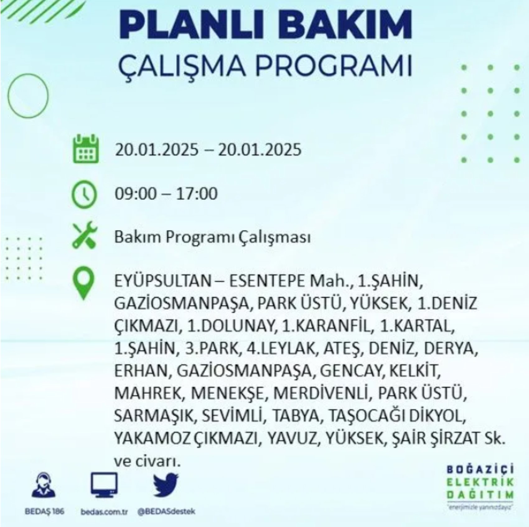 BEDAŞ açıkladı... İstanbul'da elektrik kesintisi: 20 Ocak'ta hangi mahalleler etkilenecek?