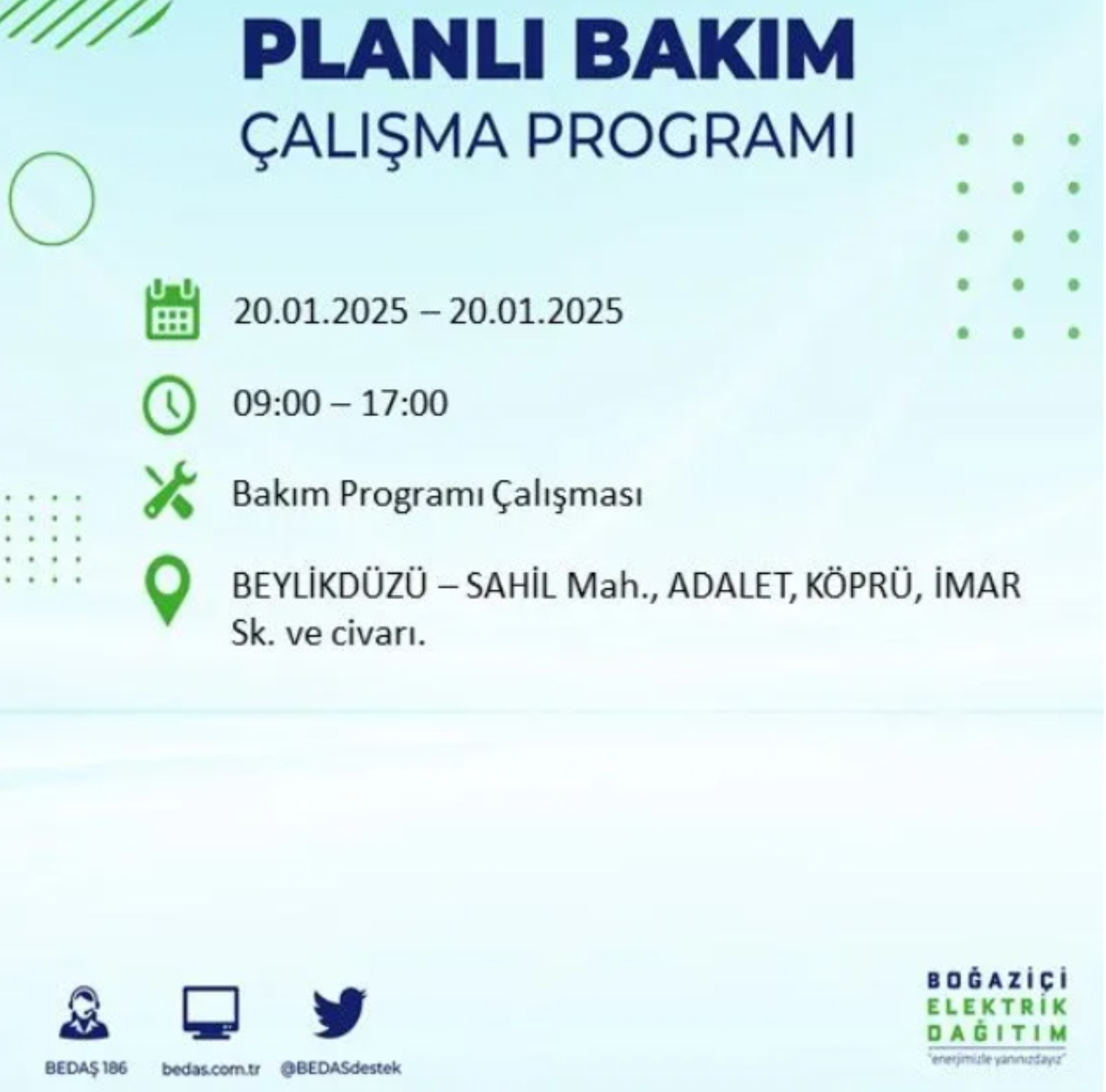 BEDAŞ açıkladı... İstanbul'da elektrik kesintisi: 20 Ocak'ta hangi mahalleler etkilenecek?