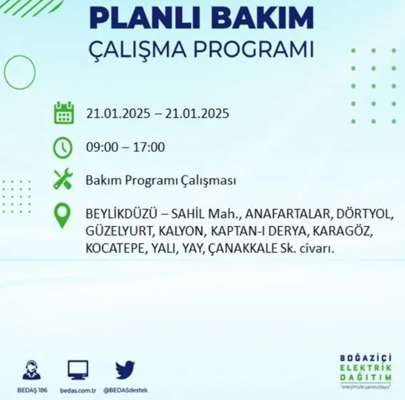 BEDAŞ açıkladı... İstanbul'da elektrik kesintisi: 21 Ocak'ta hangi mahalleler etkilenecek?