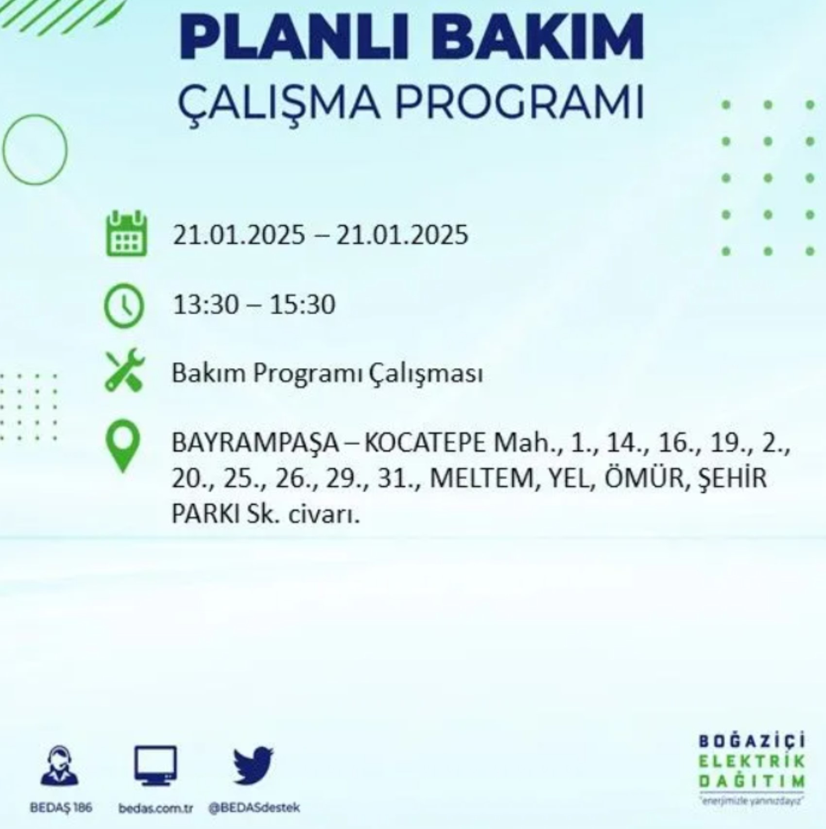 BEDAŞ açıkladı... İstanbul'da elektrik kesintisi: 21 Ocak'ta hangi mahalleler etkilenecek?