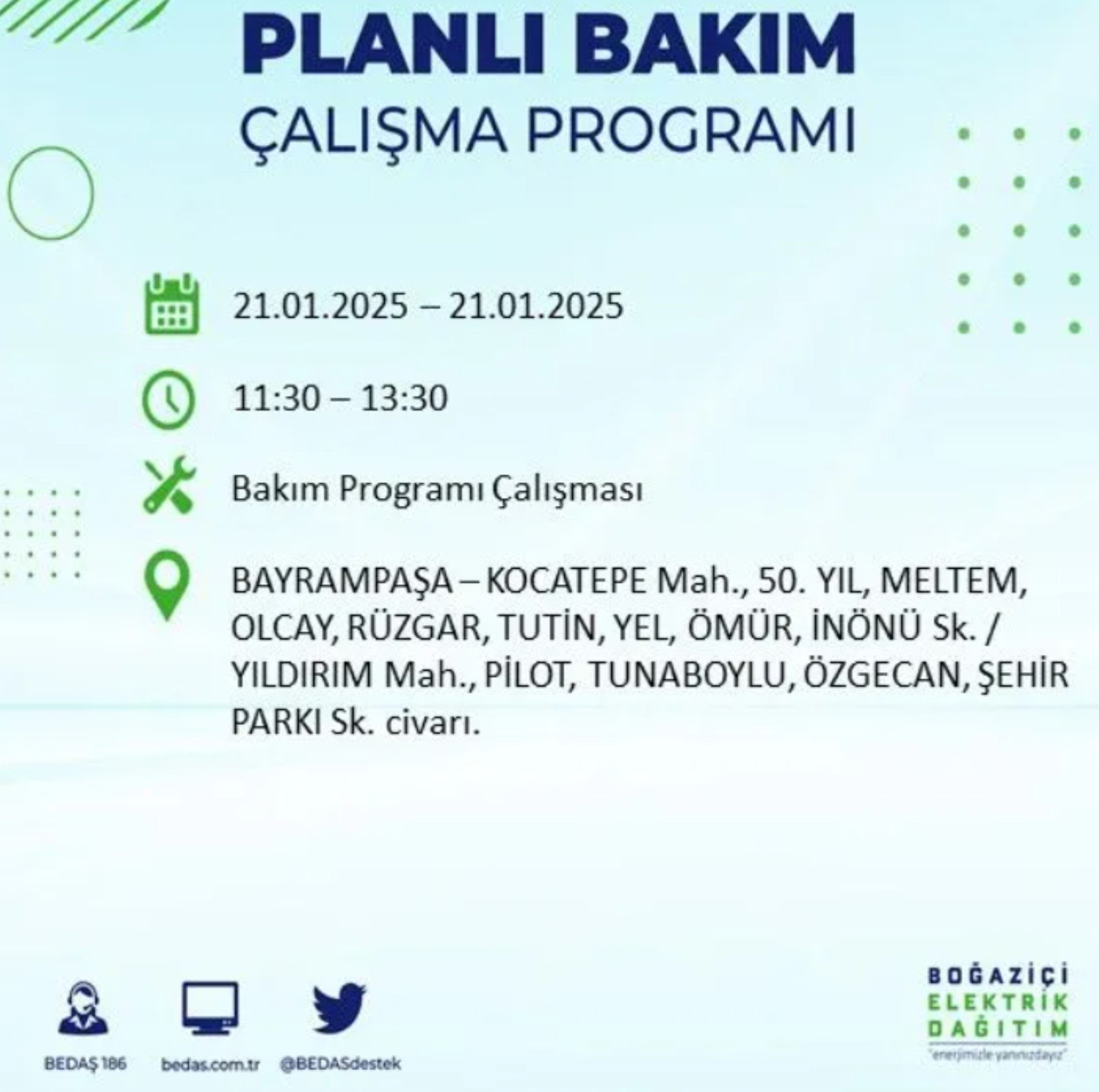 BEDAŞ açıkladı... İstanbul'da elektrik kesintisi: 21 Ocak'ta hangi mahalleler etkilenecek?