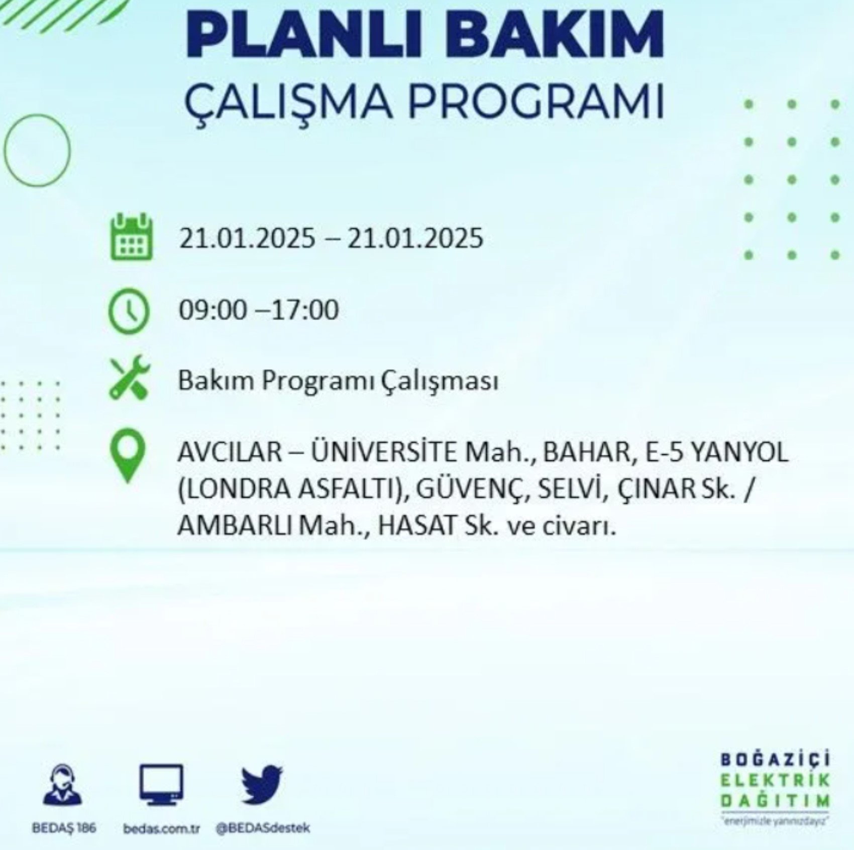 BEDAŞ açıkladı... İstanbul'da elektrik kesintisi: 21 Ocak'ta hangi mahalleler etkilenecek?