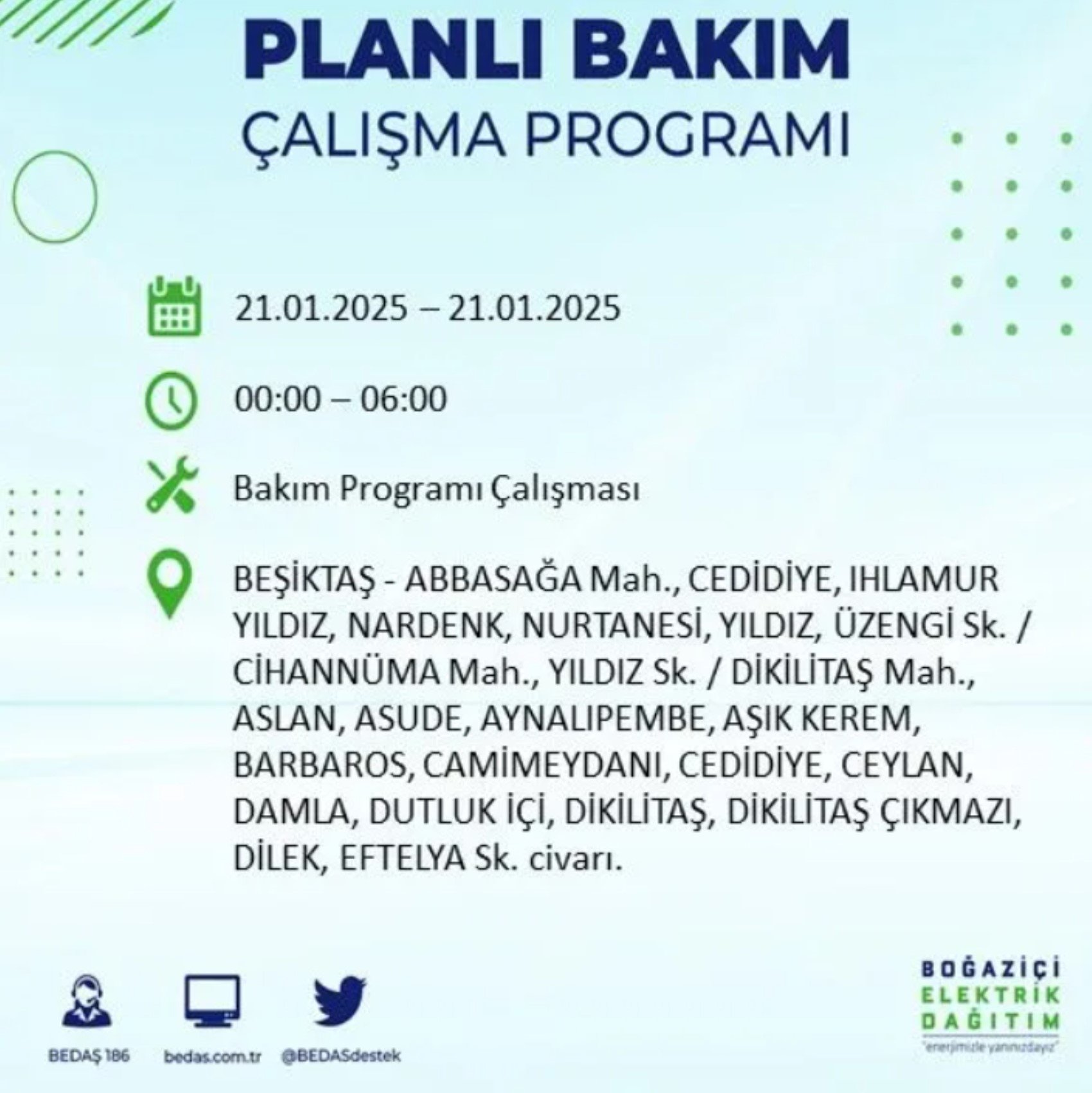 BEDAŞ açıkladı... İstanbul'da elektrik kesintisi: 21 Ocak'ta hangi mahalleler etkilenecek?