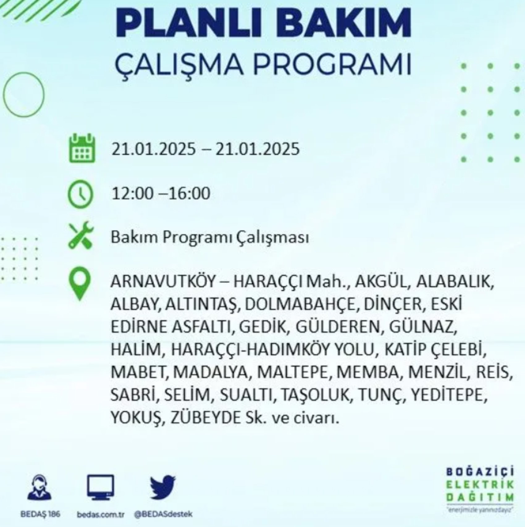 BEDAŞ açıkladı... İstanbul'da elektrik kesintisi: 21 Ocak'ta hangi mahalleler etkilenecek?