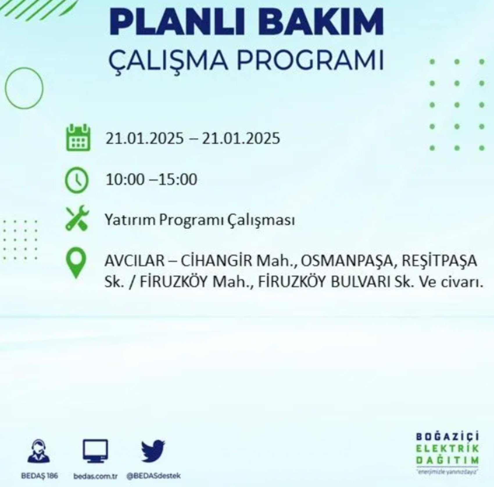 BEDAŞ açıkladı... İstanbul'da elektrik kesintisi: 21 Ocak'ta hangi mahalleler etkilenecek?