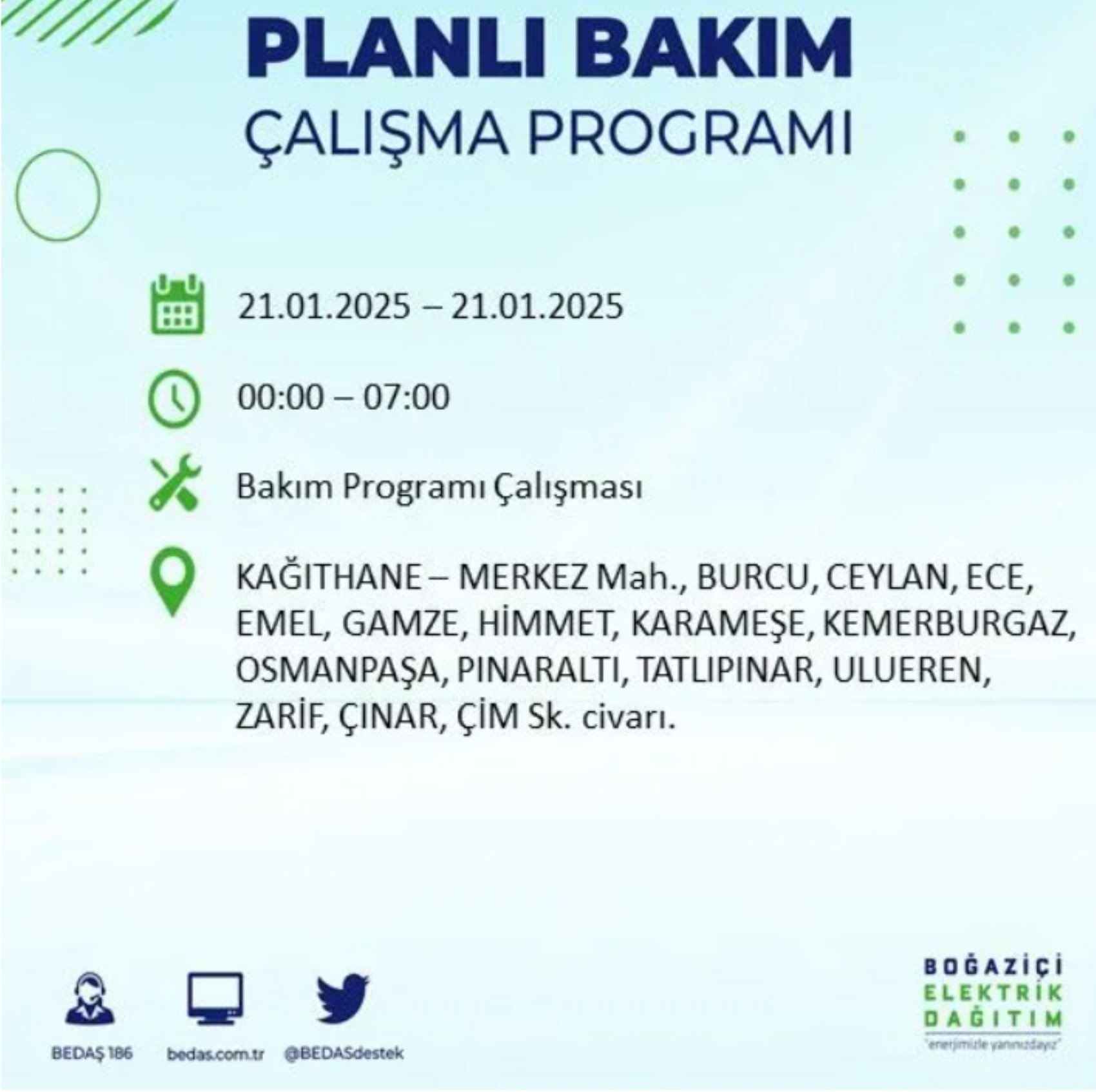 BEDAŞ açıkladı... İstanbul'da elektrik kesintisi: 21 Ocak'ta hangi mahalleler etkilenecek?