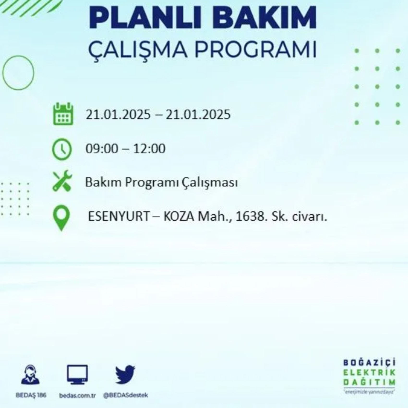 BEDAŞ açıkladı... İstanbul'da elektrik kesintisi: 21 Ocak'ta hangi mahalleler etkilenecek?