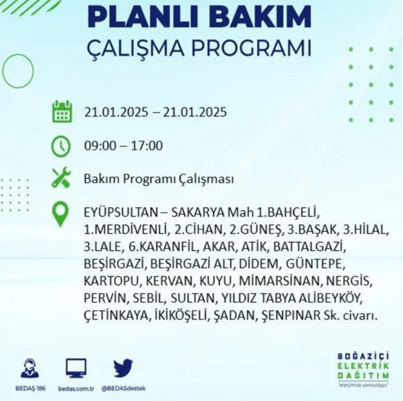 BEDAŞ açıkladı... İstanbul'da elektrik kesintisi: 21 Ocak'ta hangi mahalleler etkilenecek?