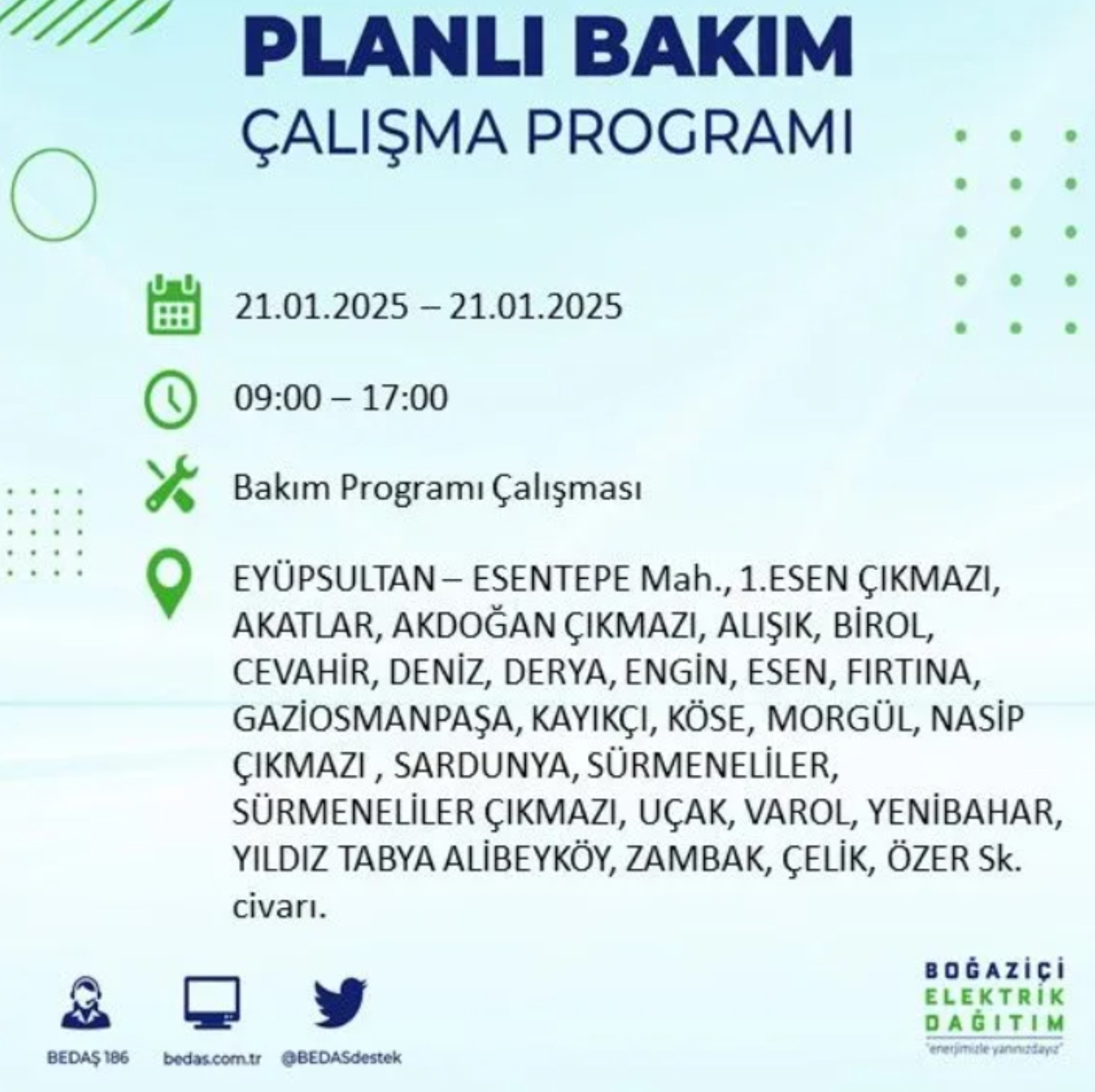 BEDAŞ açıkladı... İstanbul'da elektrik kesintisi: 21 Ocak'ta hangi mahalleler etkilenecek?