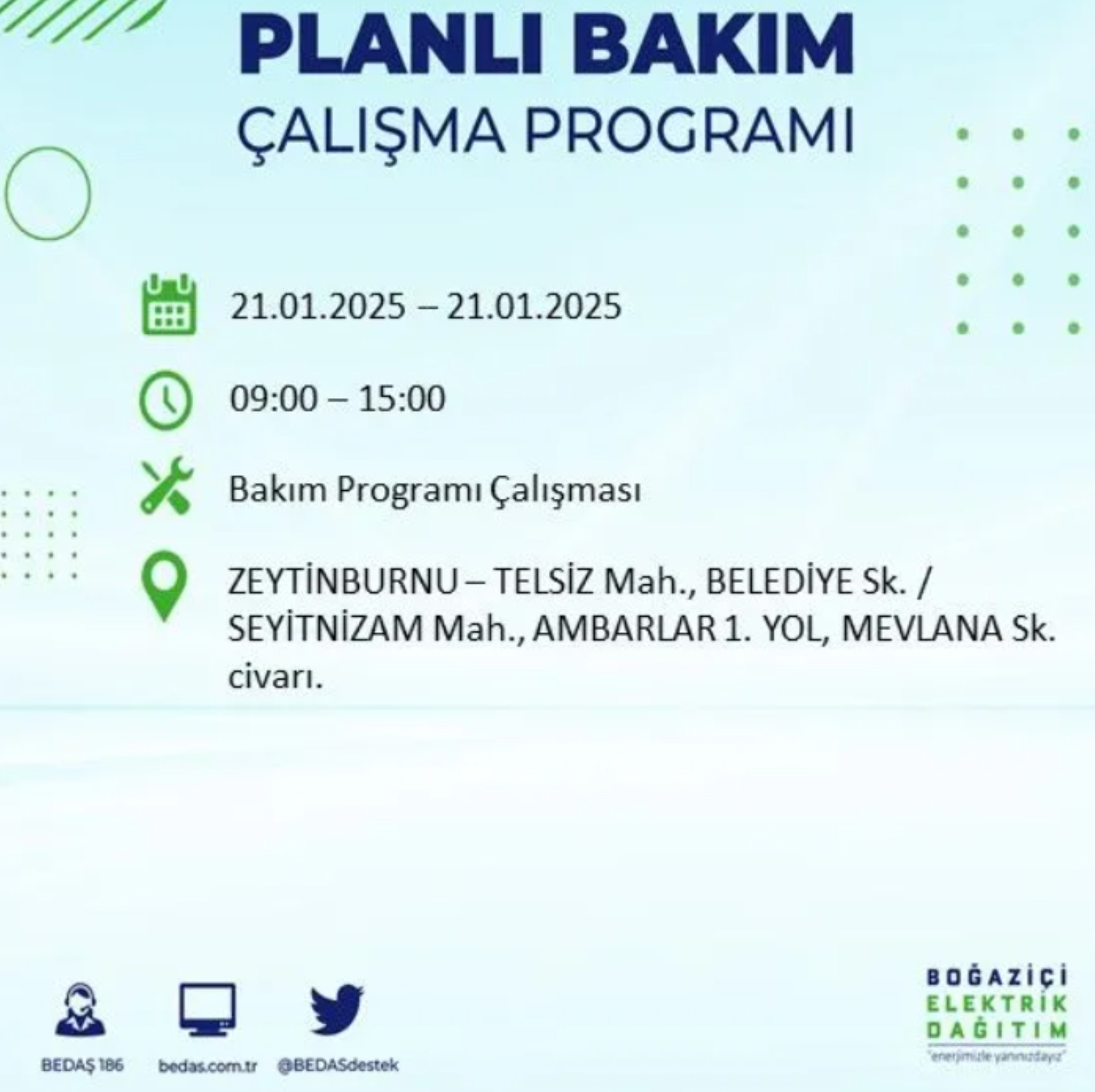 BEDAŞ açıkladı... İstanbul'da elektrik kesintisi: 21 Ocak'ta hangi mahalleler etkilenecek?