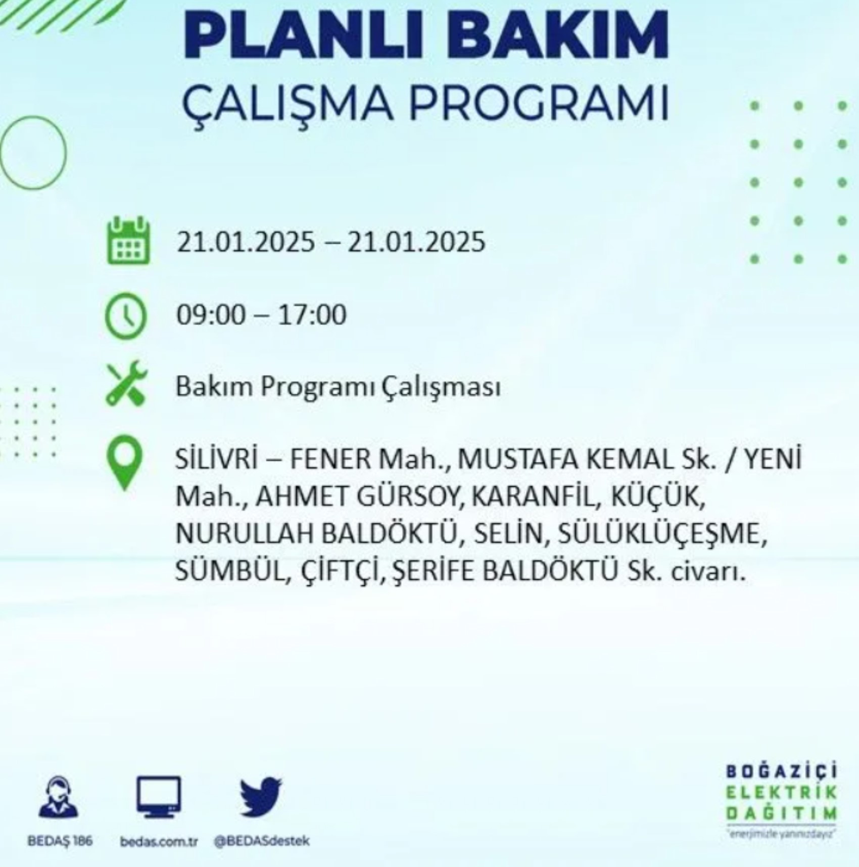 BEDAŞ açıkladı... İstanbul'da elektrik kesintisi: 21 Ocak'ta hangi mahalleler etkilenecek?