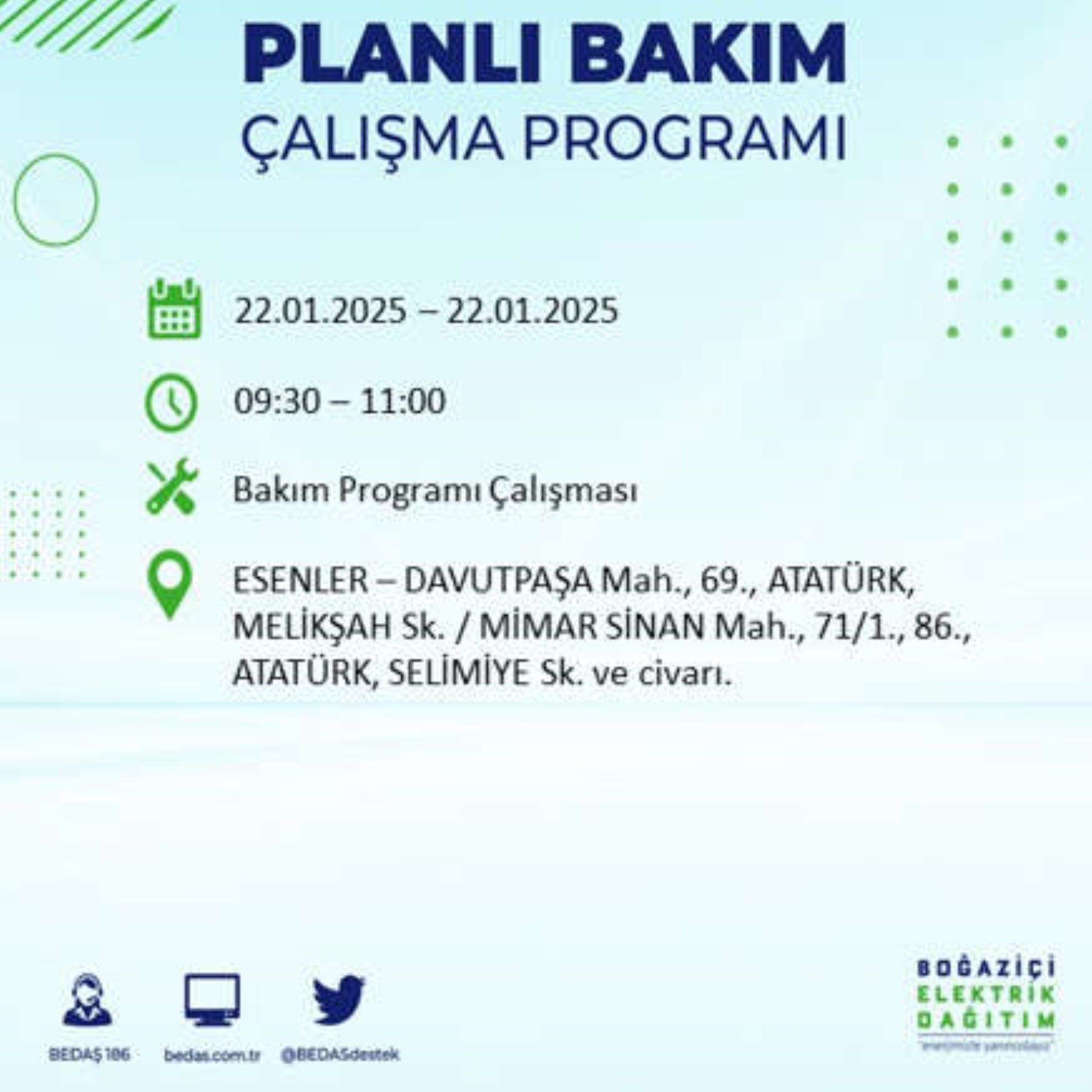 BEDAŞ açıkladı... İstanbul'da elektrik kesintisi: 22 Ocak'ta hangi mahalleler etkilenecek?