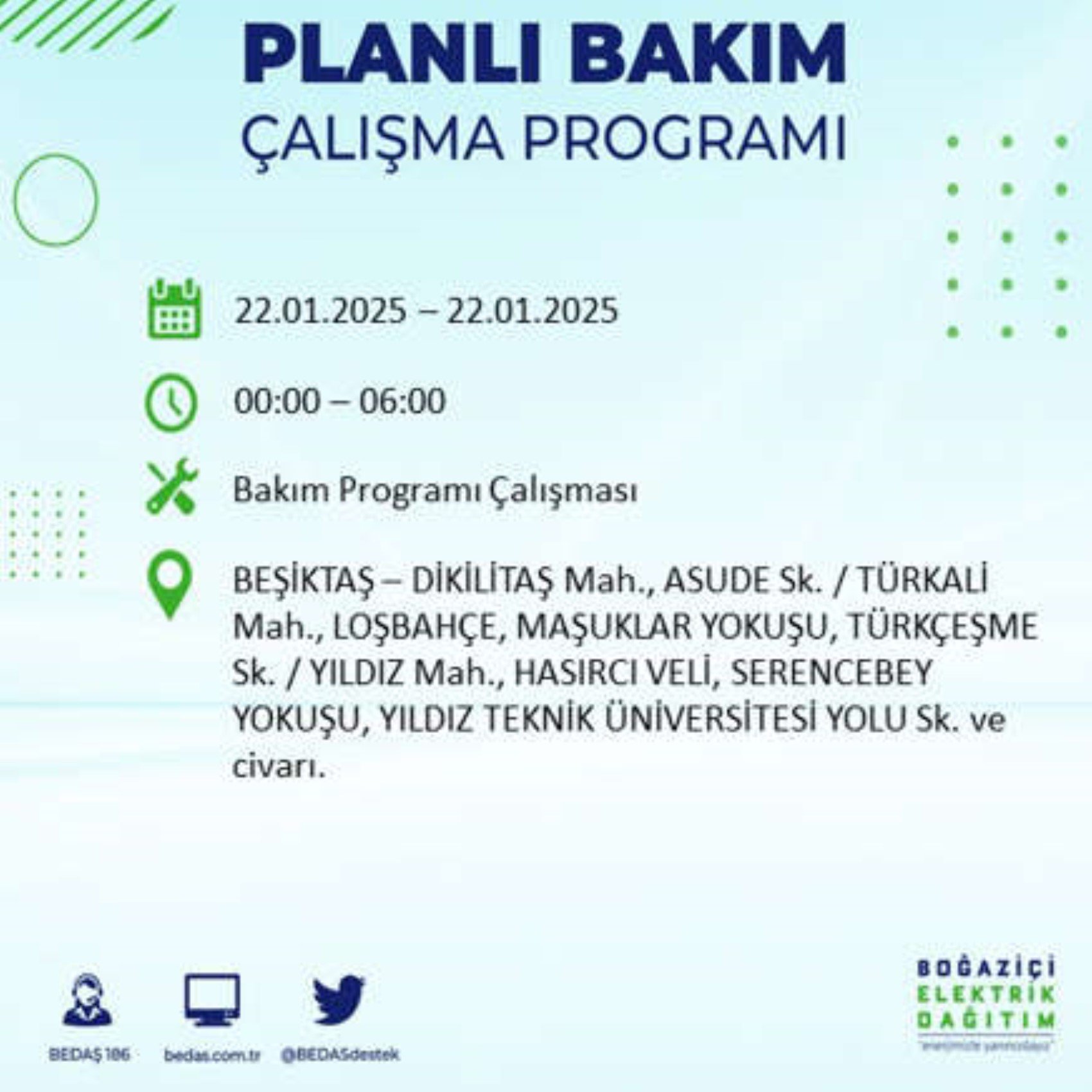 BEDAŞ açıkladı... İstanbul'da elektrik kesintisi: 22 Ocak'ta hangi mahalleler etkilenecek?