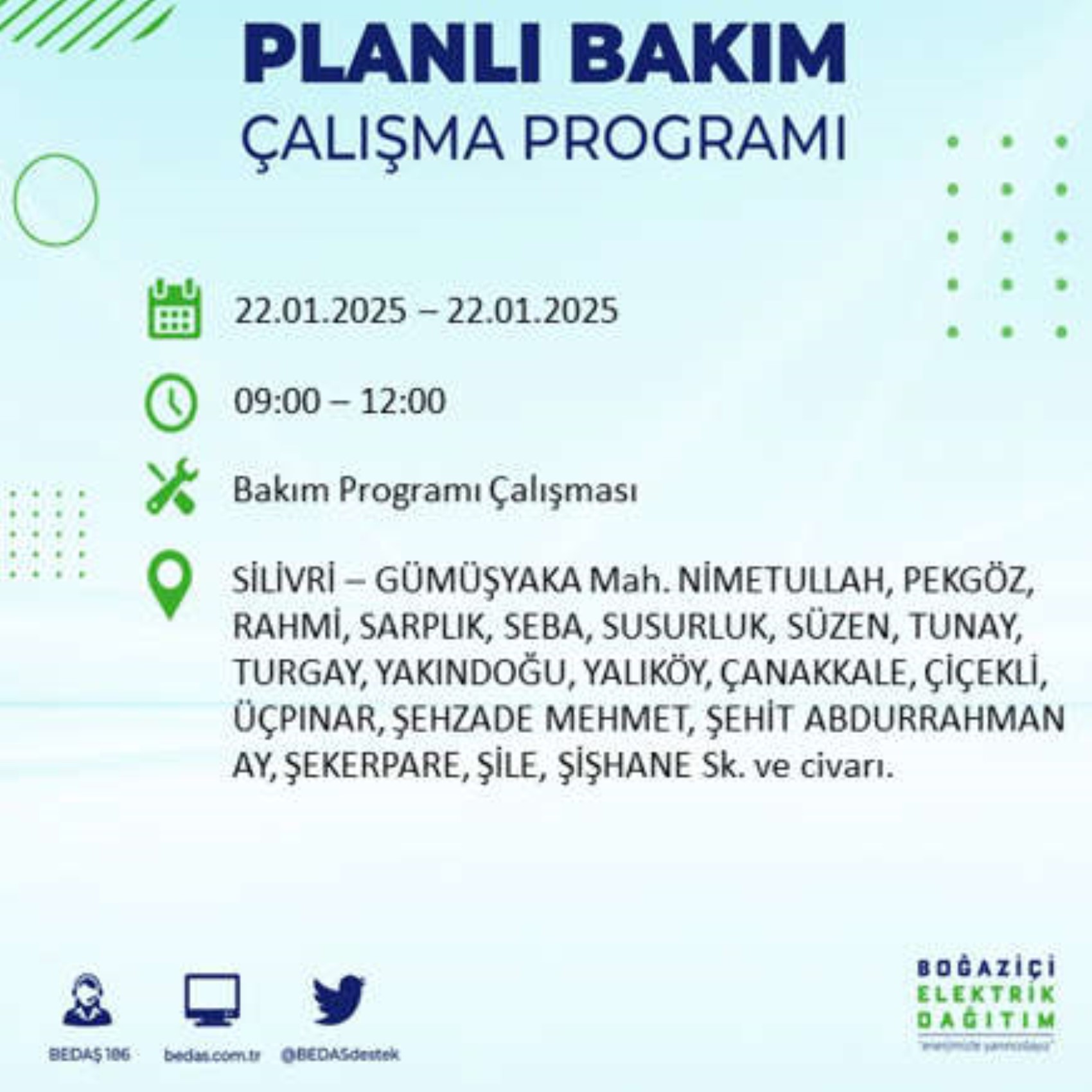 BEDAŞ açıkladı... İstanbul'da elektrik kesintisi: 22 Ocak'ta hangi mahalleler etkilenecek?