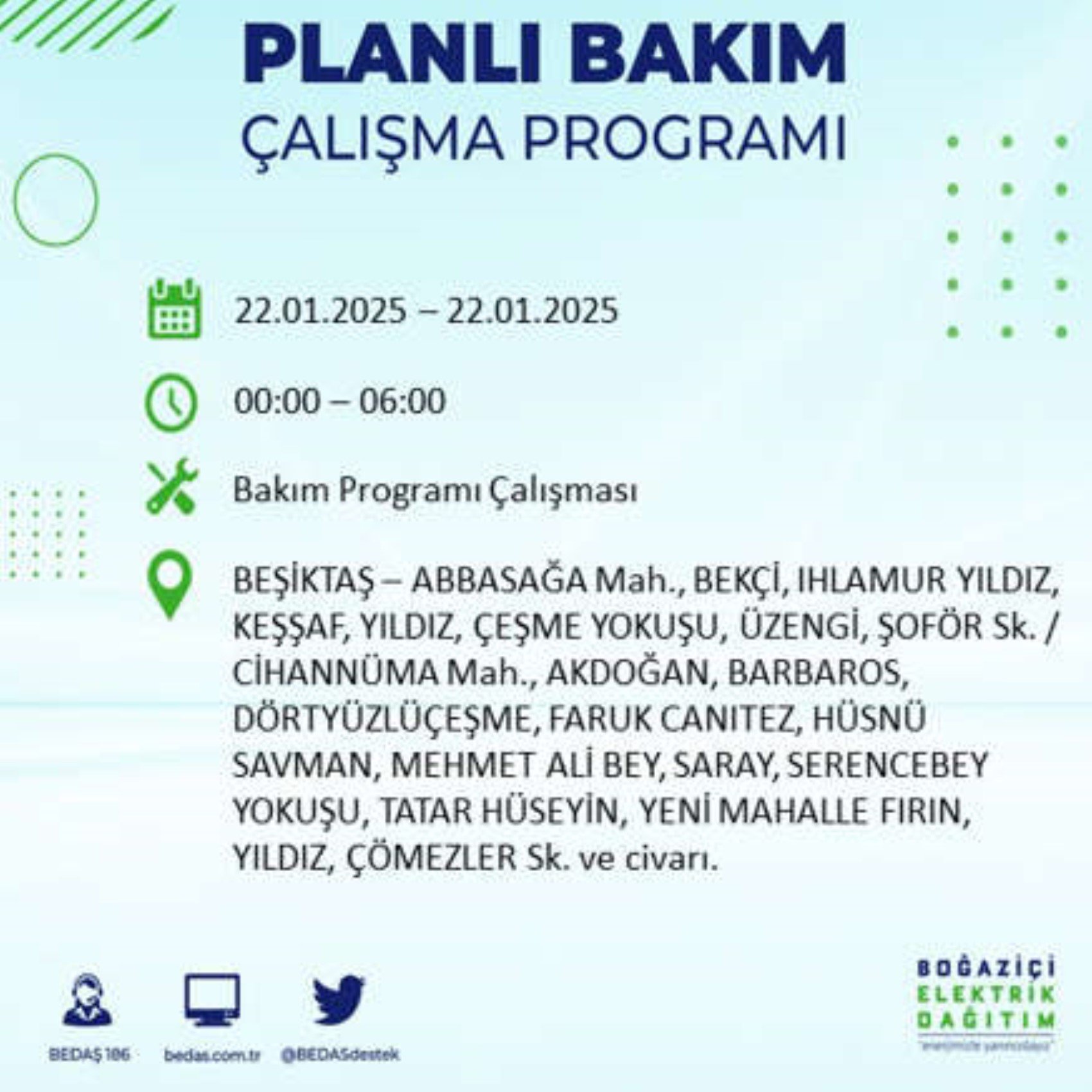 BEDAŞ açıkladı... İstanbul'da elektrik kesintisi: 22 Ocak'ta hangi mahalleler etkilenecek?