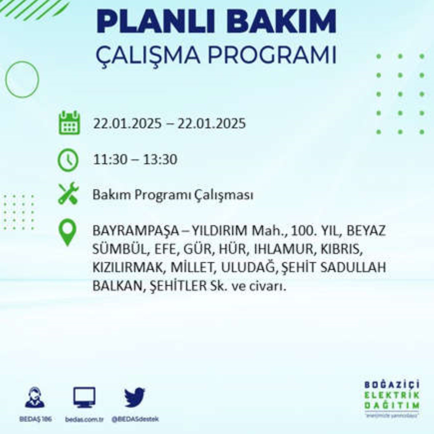 BEDAŞ açıkladı... İstanbul'da elektrik kesintisi: 22 Ocak'ta hangi mahalleler etkilenecek?