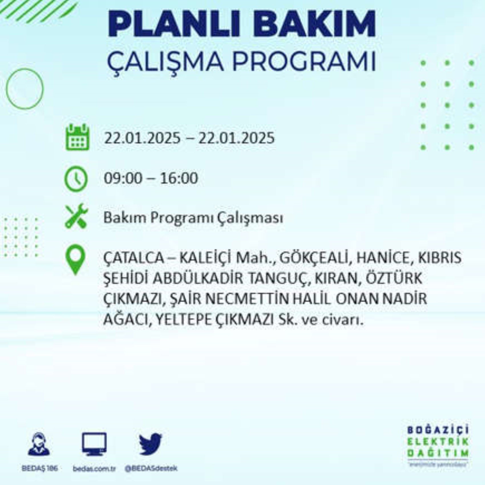 BEDAŞ açıkladı... İstanbul'da elektrik kesintisi: 22 Ocak'ta hangi mahalleler etkilenecek?