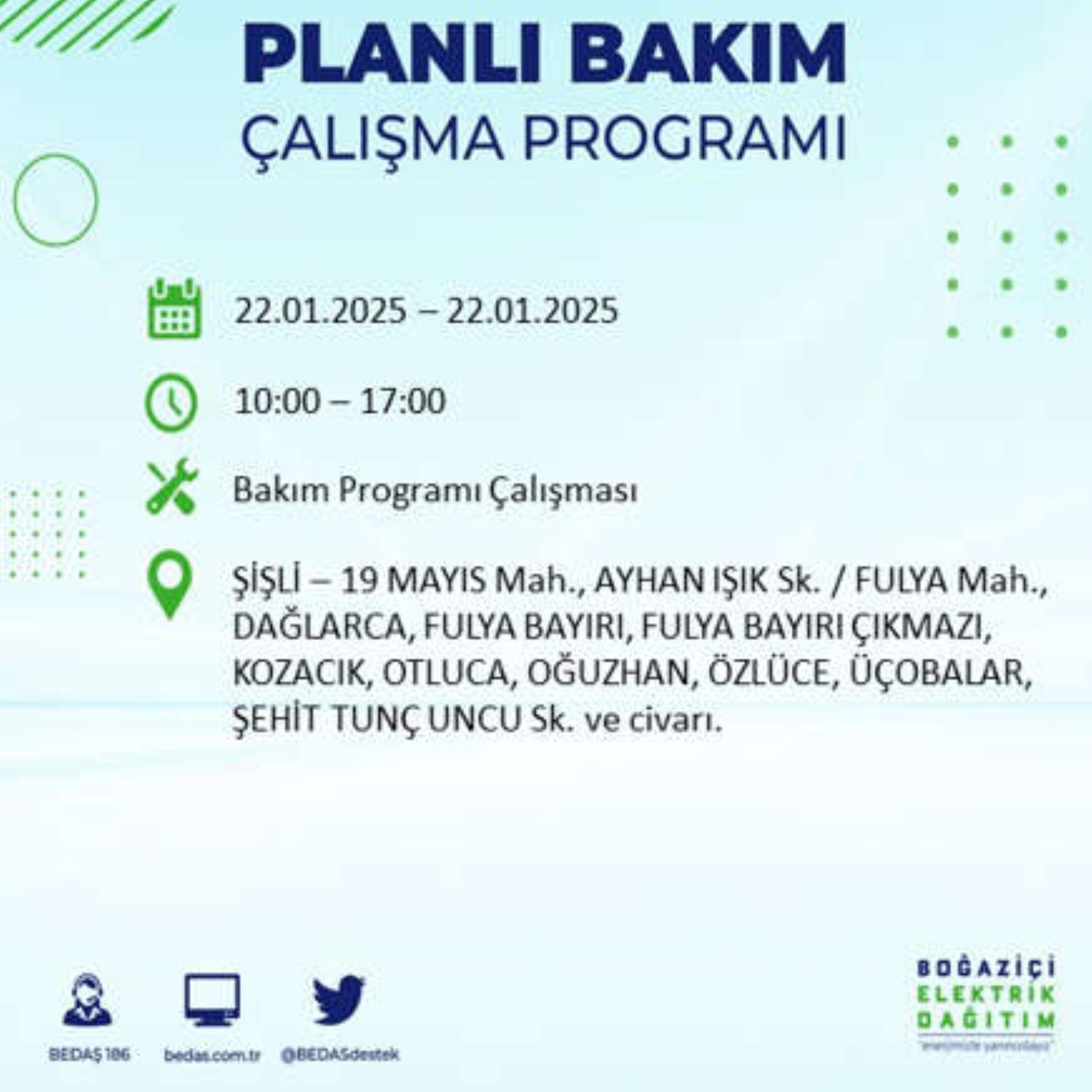 BEDAŞ açıkladı... İstanbul'da elektrik kesintisi: 22 Ocak'ta hangi mahalleler etkilenecek?