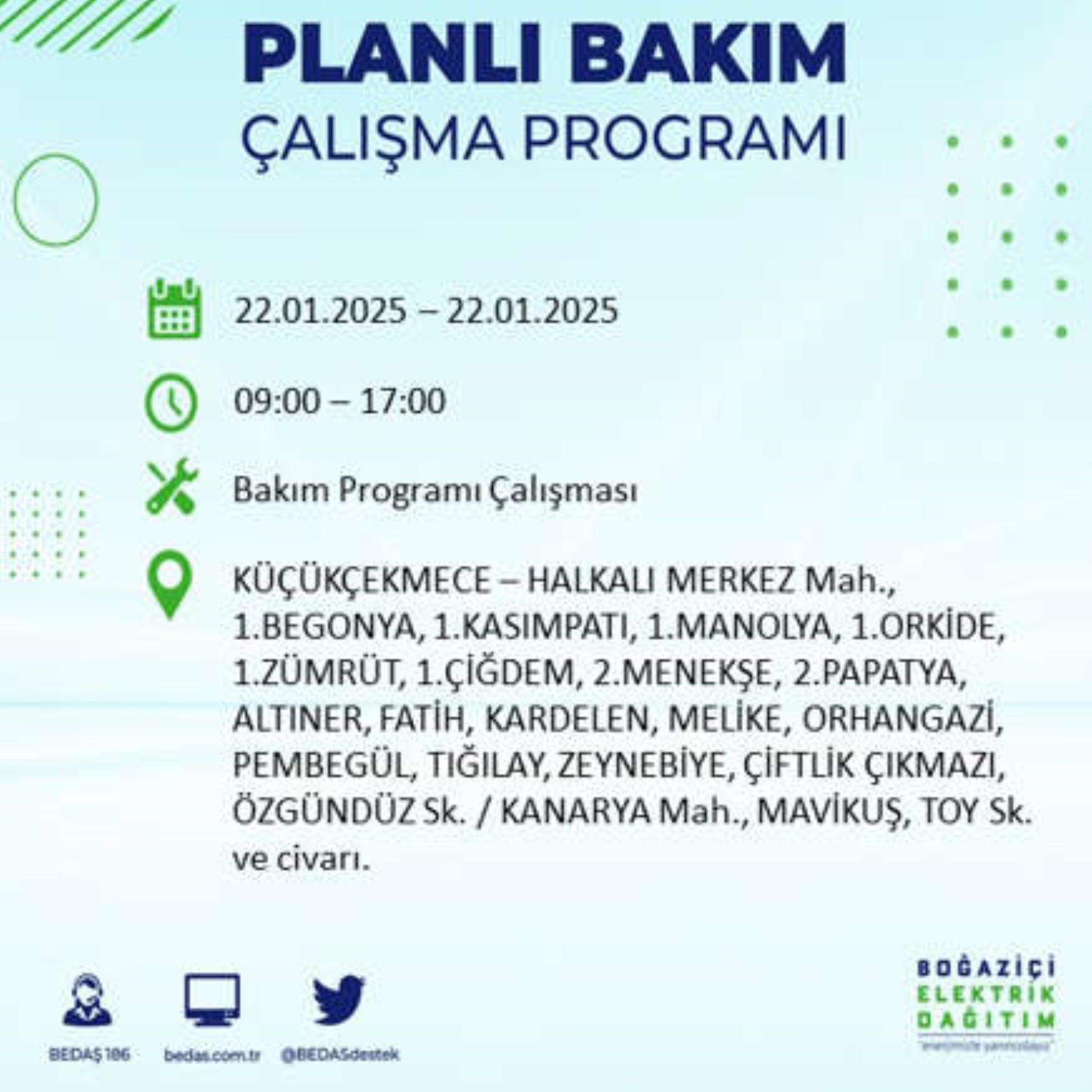 BEDAŞ açıkladı... İstanbul'da elektrik kesintisi: 22 Ocak'ta hangi mahalleler etkilenecek?