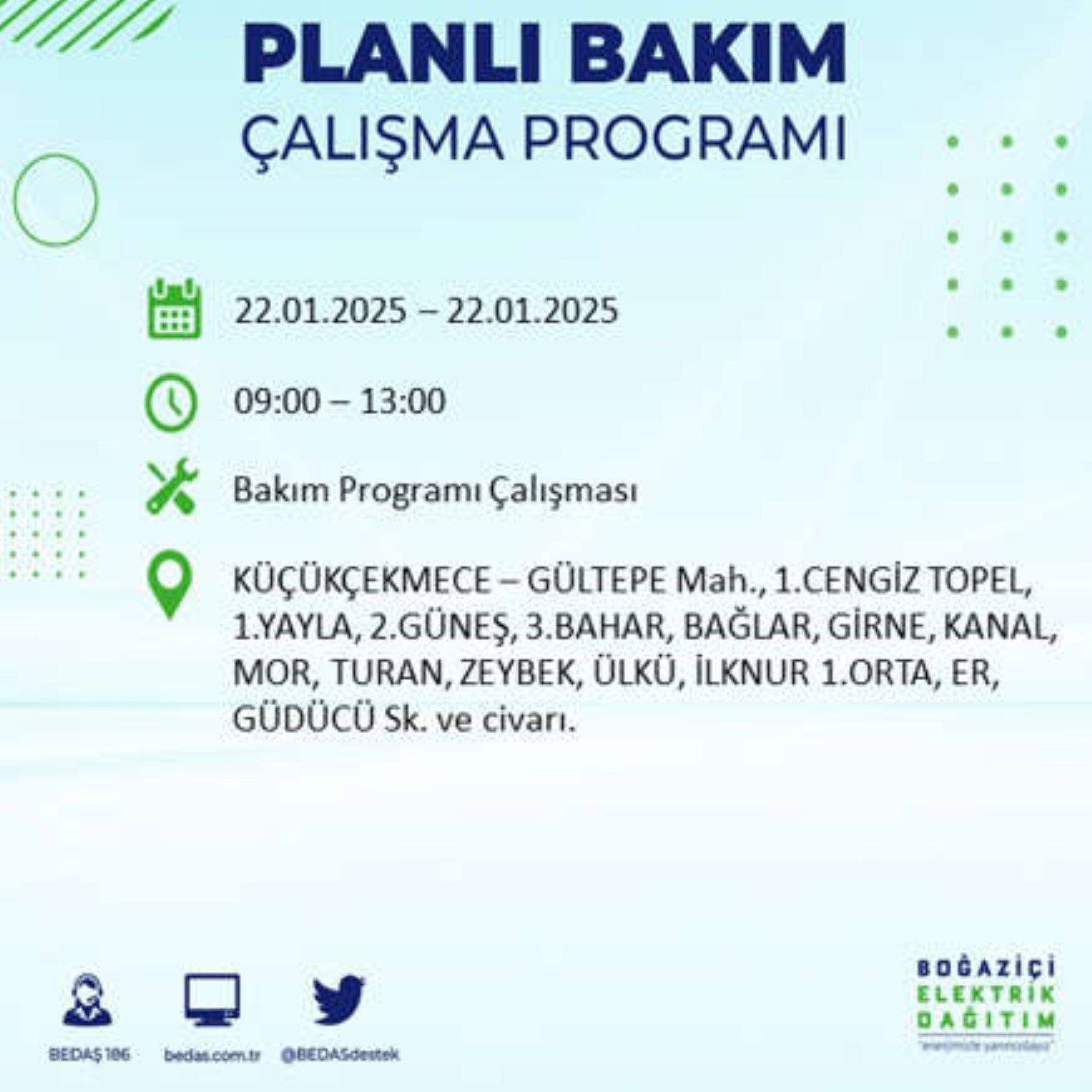 BEDAŞ açıkladı... İstanbul'da elektrik kesintisi: 22 Ocak'ta hangi mahalleler etkilenecek?