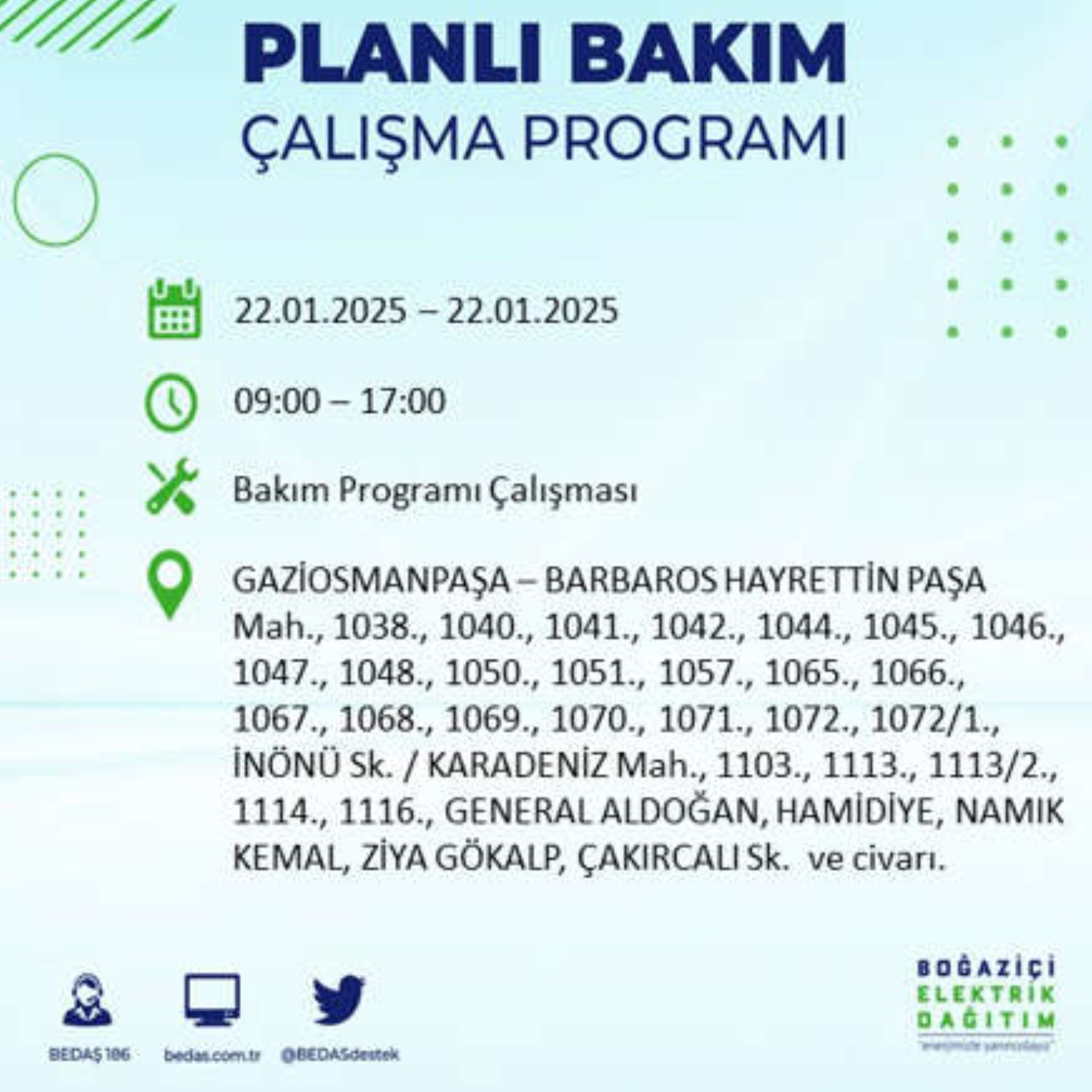 BEDAŞ açıkladı... İstanbul'da elektrik kesintisi: 22 Ocak'ta hangi mahalleler etkilenecek?