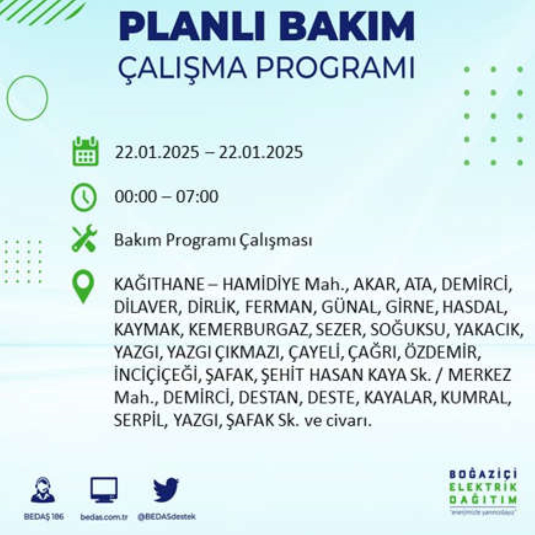 BEDAŞ açıkladı... İstanbul'da elektrik kesintisi: 22 Ocak'ta hangi mahalleler etkilenecek?