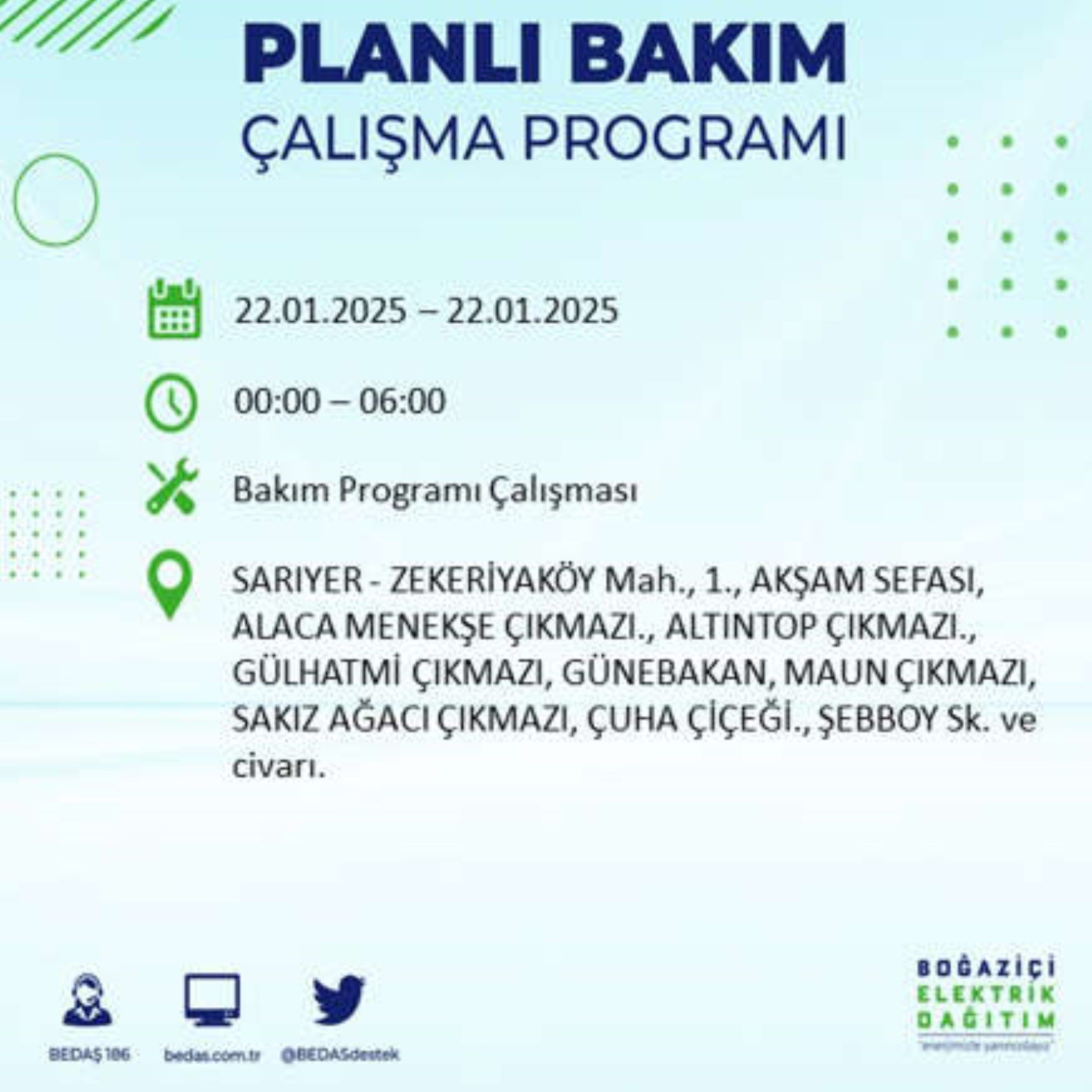 BEDAŞ açıkladı... İstanbul'da elektrik kesintisi: 22 Ocak'ta hangi mahalleler etkilenecek?