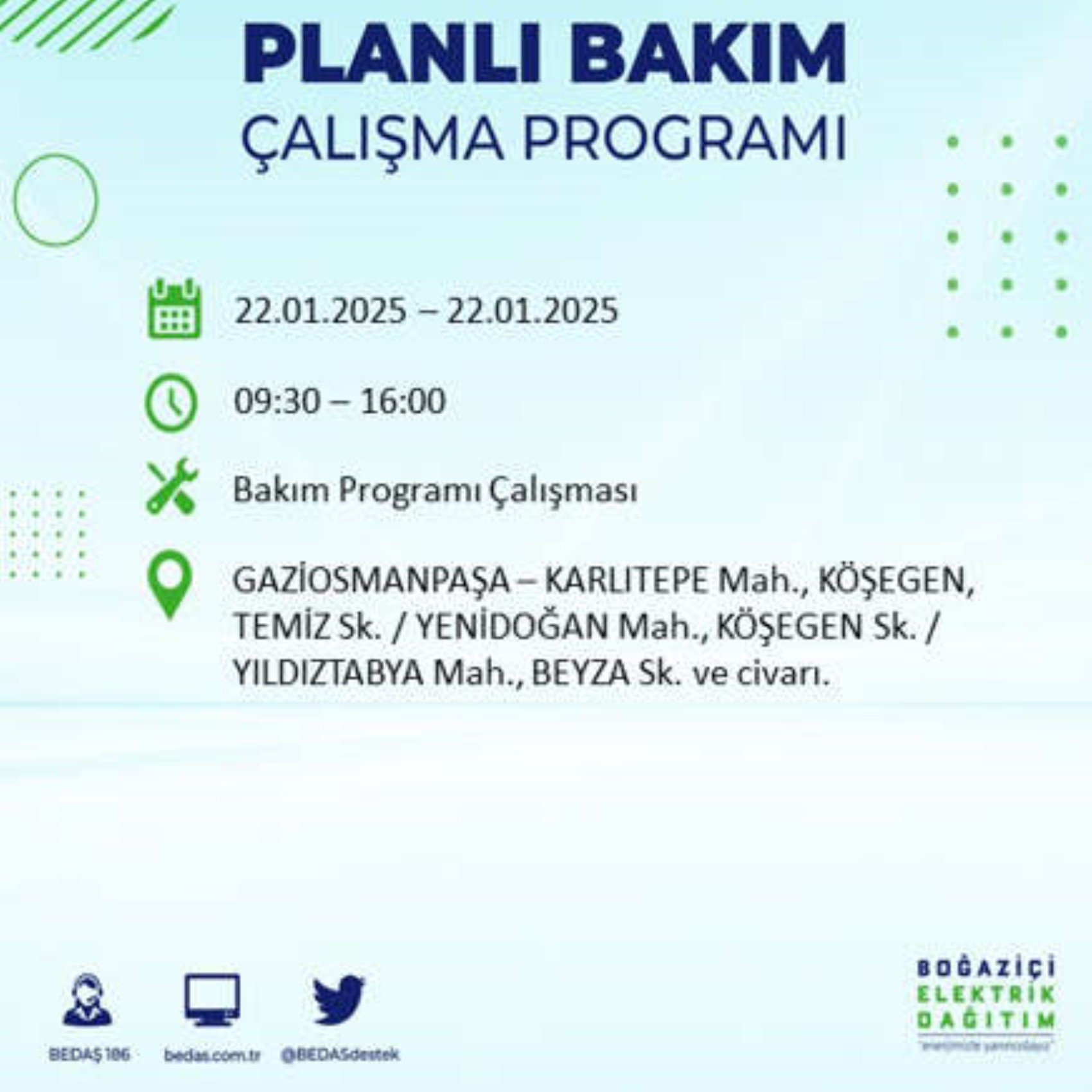 BEDAŞ açıkladı... İstanbul'da elektrik kesintisi: 22 Ocak'ta hangi mahalleler etkilenecek?