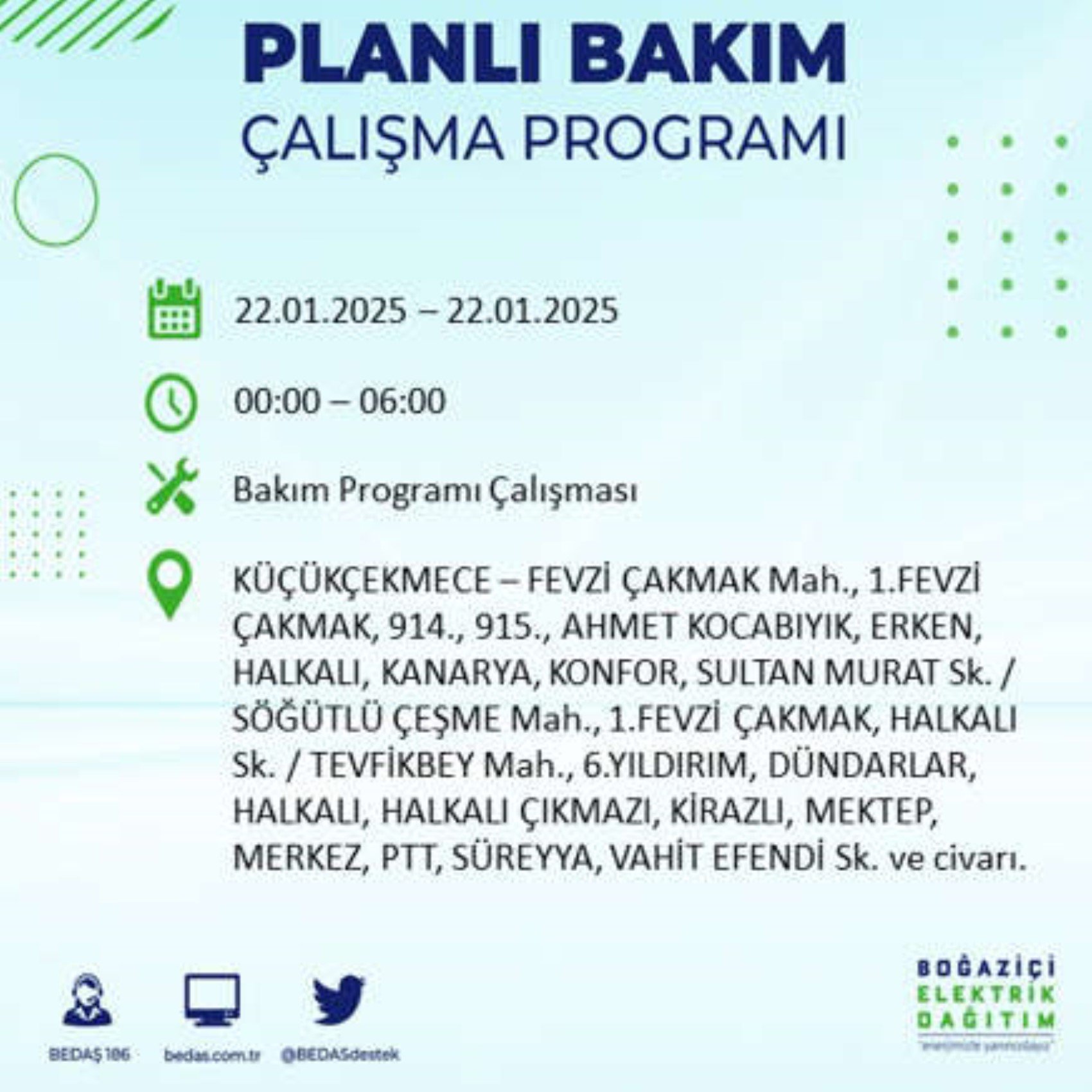 BEDAŞ açıkladı... İstanbul'da elektrik kesintisi: 22 Ocak'ta hangi mahalleler etkilenecek?