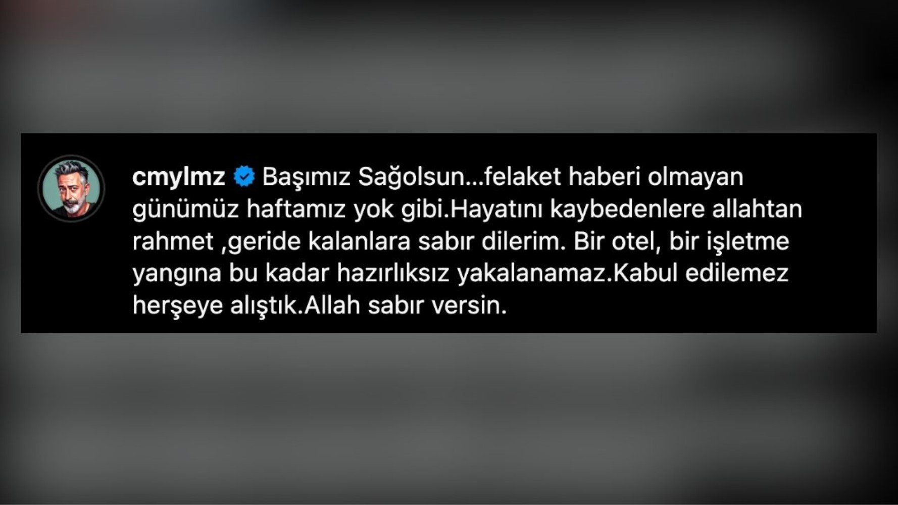 Cem Yılmaz'dan otel faciasına sert tepki: 'Bu kadar hazırlıksız yakalanamaz!'