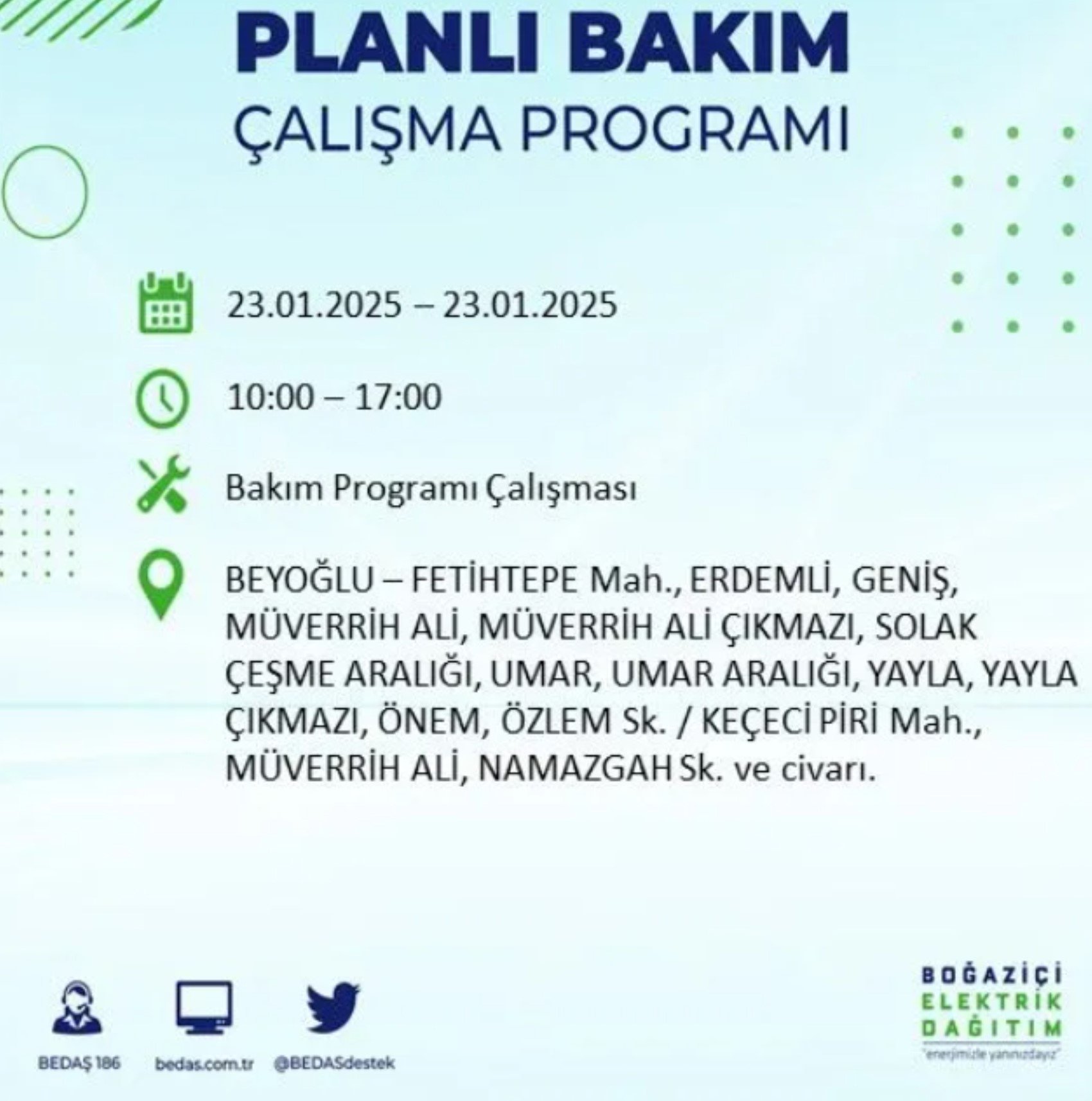 BEDAŞ açıkladı... İstanbul'da elektrik kesintisi: 23 Ocak'ta hangi mahalleler etkilenecek?