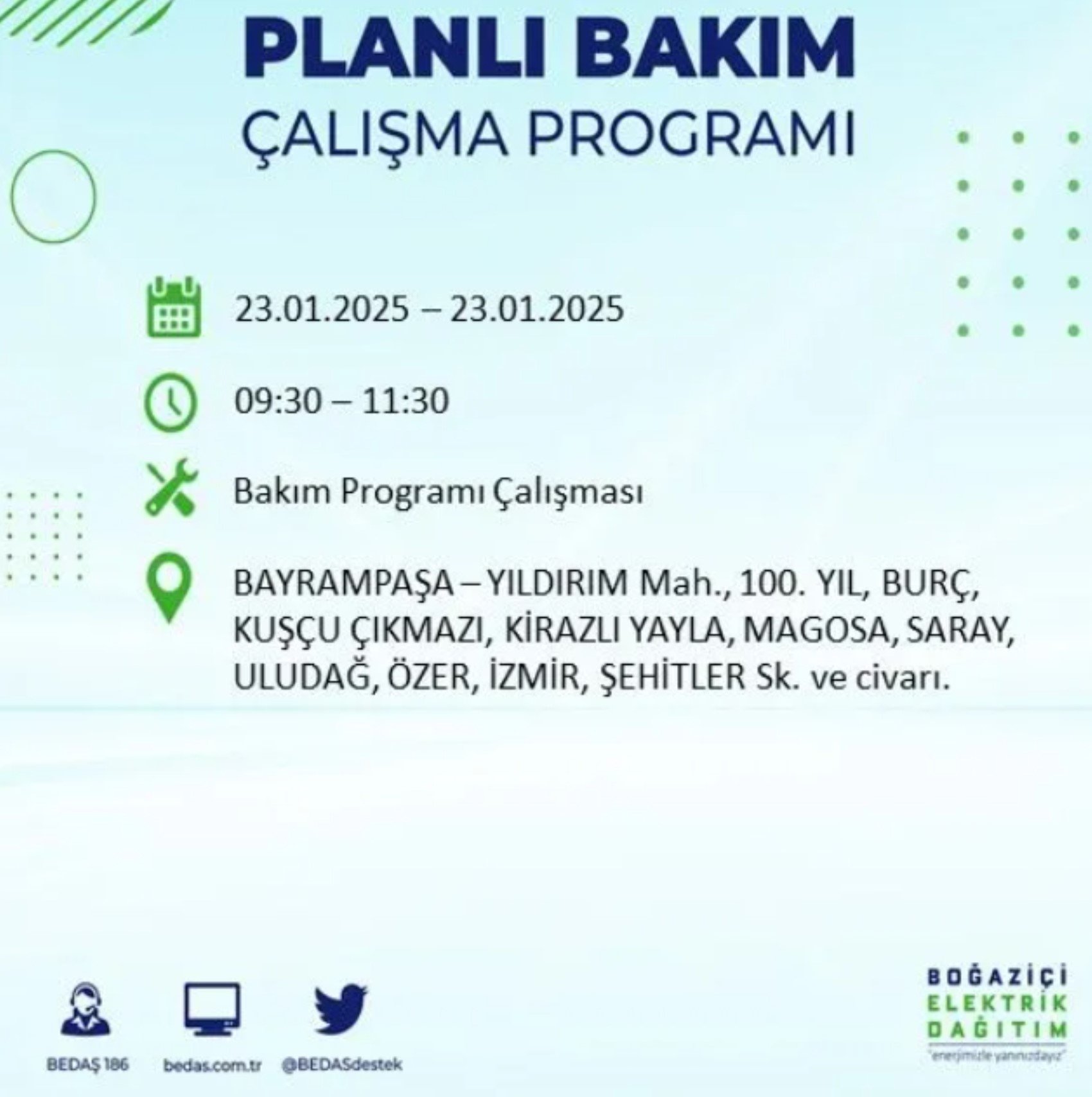 BEDAŞ açıkladı... İstanbul'da elektrik kesintisi: 23 Ocak'ta hangi mahalleler etkilenecek?