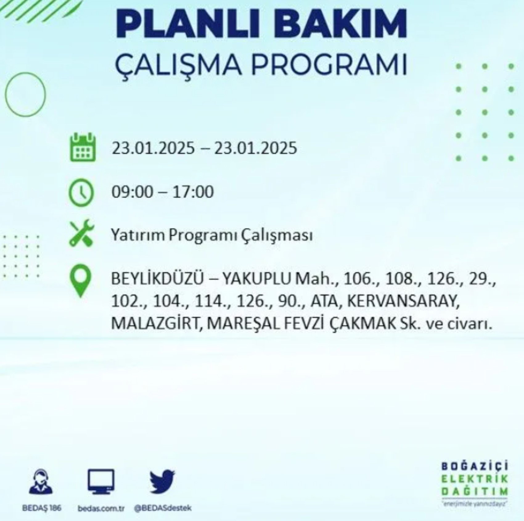 BEDAŞ açıkladı... İstanbul'da elektrik kesintisi: 23 Ocak'ta hangi mahalleler etkilenecek?