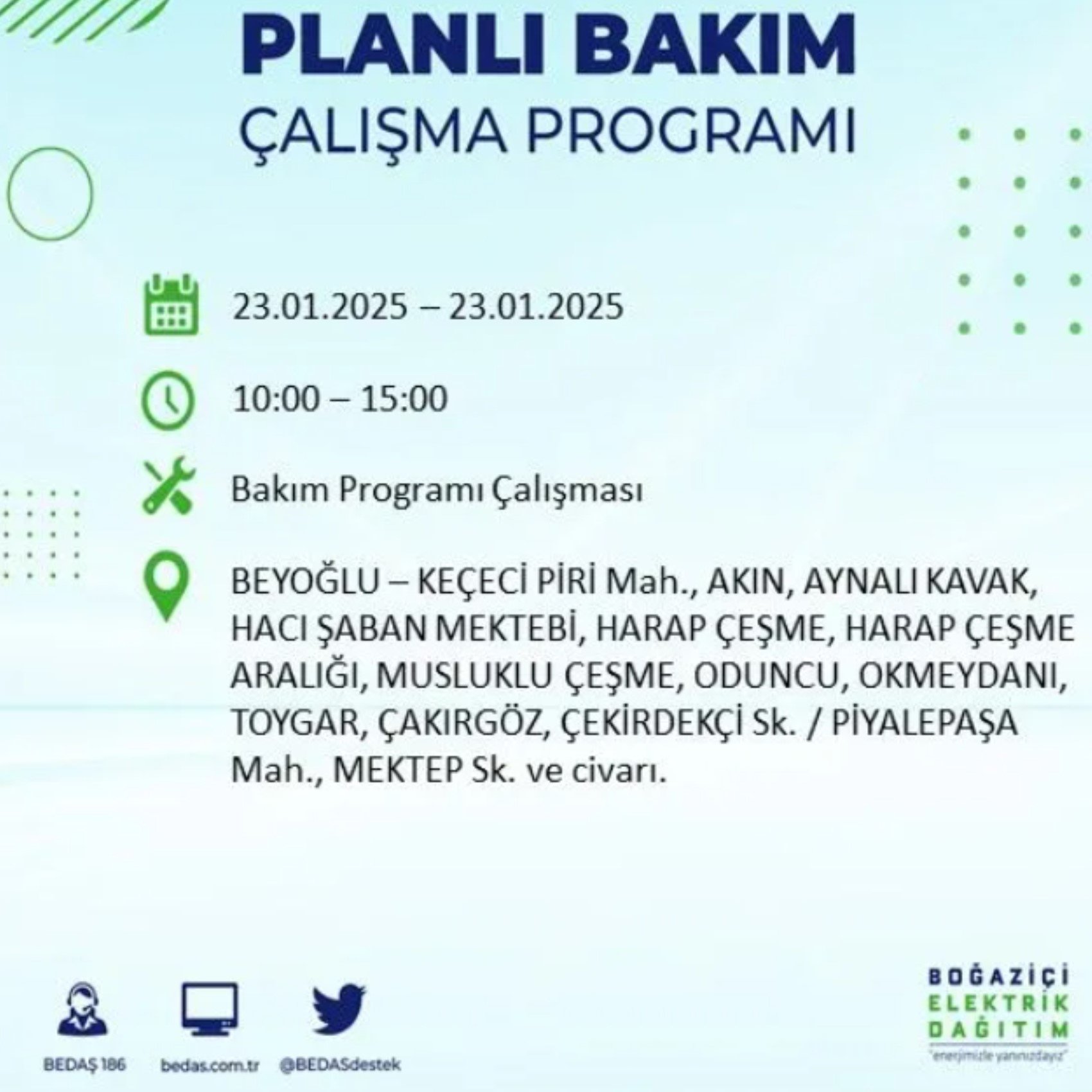 BEDAŞ açıkladı... İstanbul'da elektrik kesintisi: 23 Ocak'ta hangi mahalleler etkilenecek?