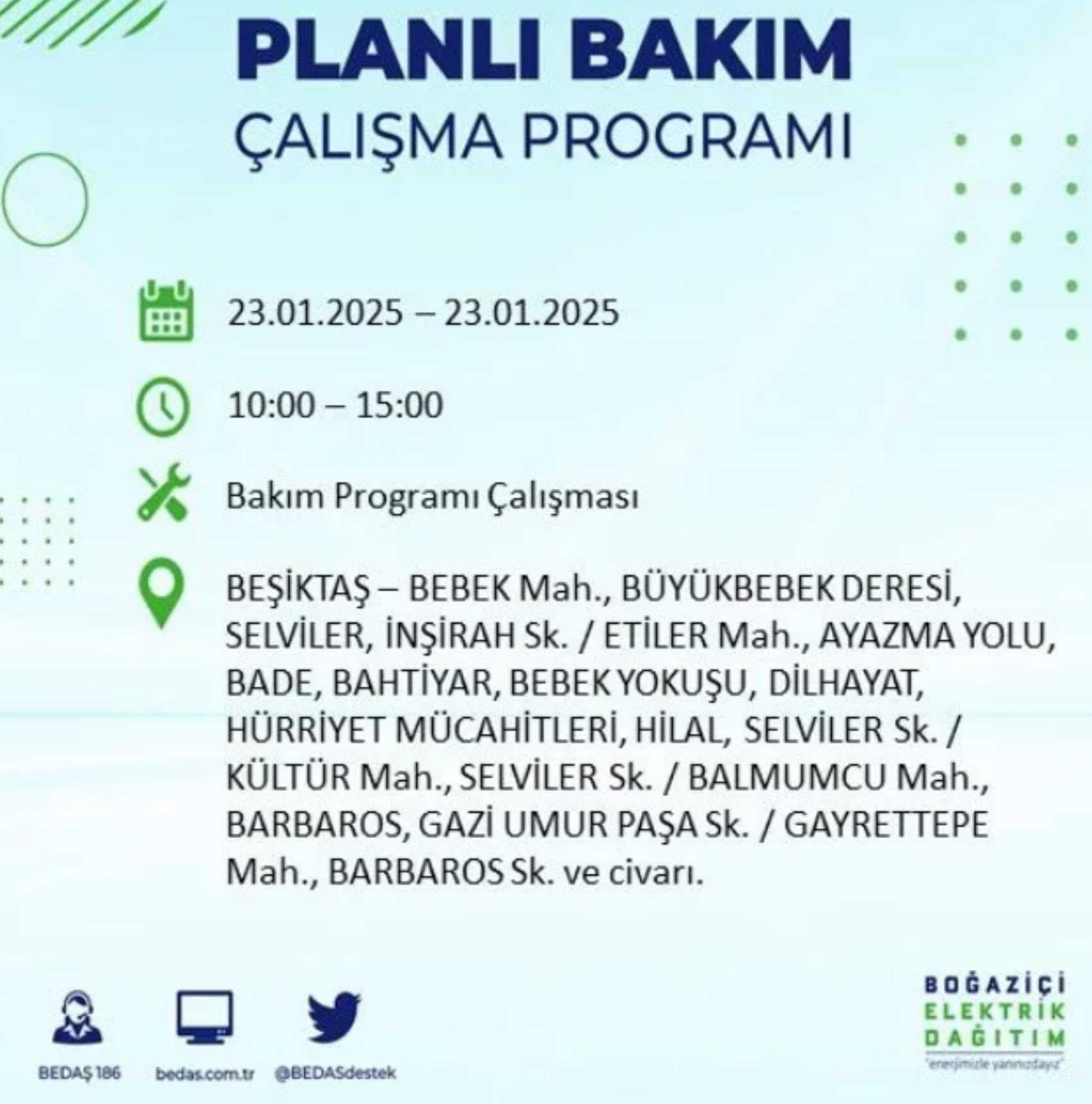 BEDAŞ açıkladı... İstanbul'da elektrik kesintisi: 23 Ocak'ta hangi mahalleler etkilenecek?