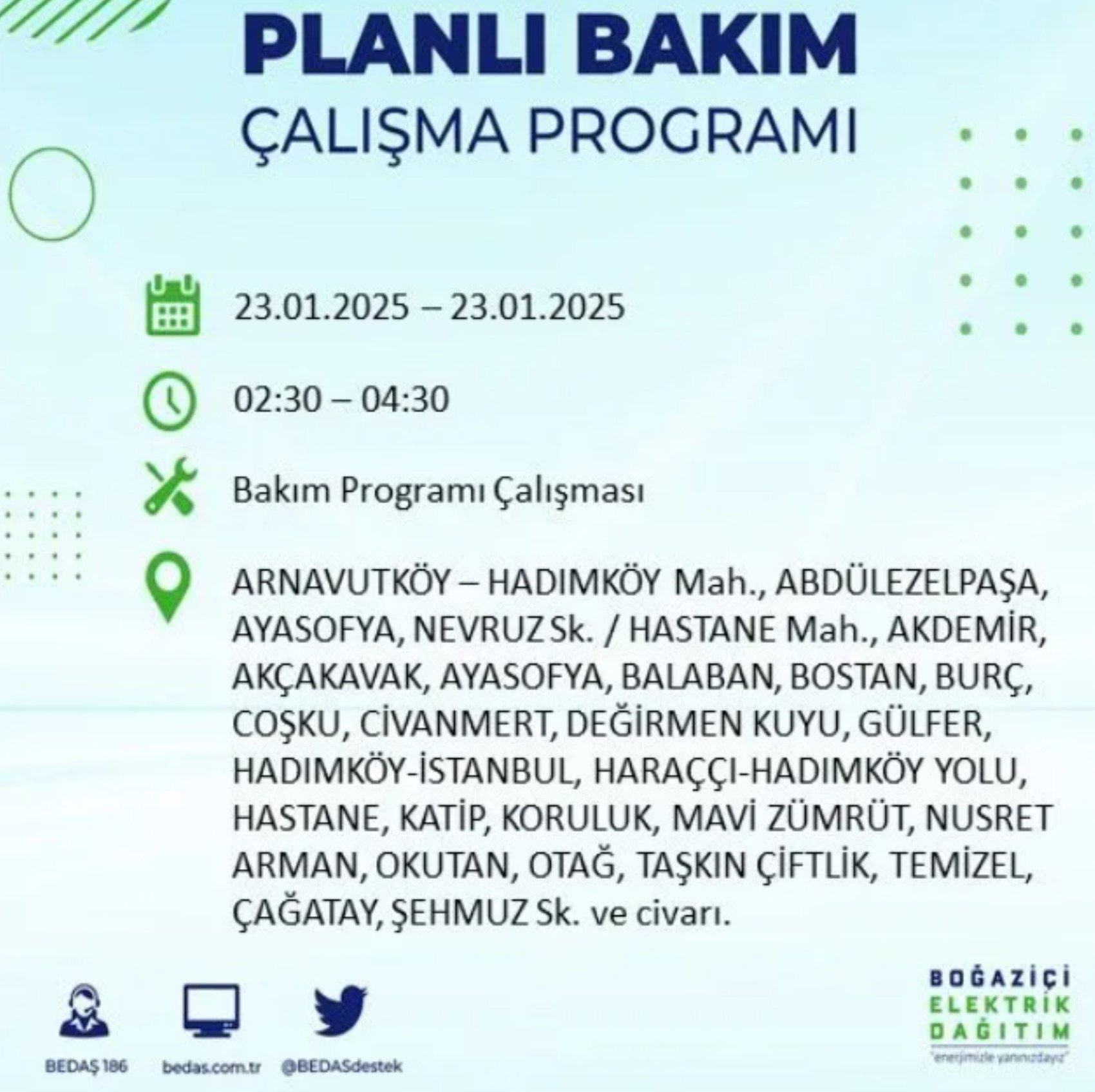 BEDAŞ açıkladı... İstanbul'da elektrik kesintisi: 23 Ocak'ta hangi mahalleler etkilenecek?