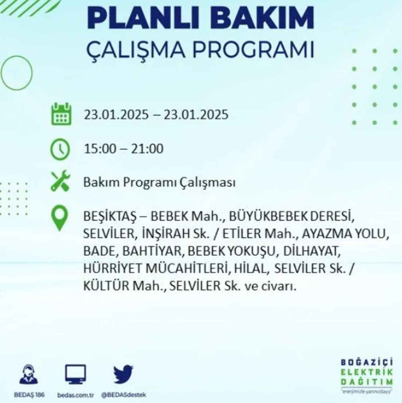 BEDAŞ açıkladı... İstanbul'da elektrik kesintisi: 23 Ocak'ta hangi mahalleler etkilenecek?