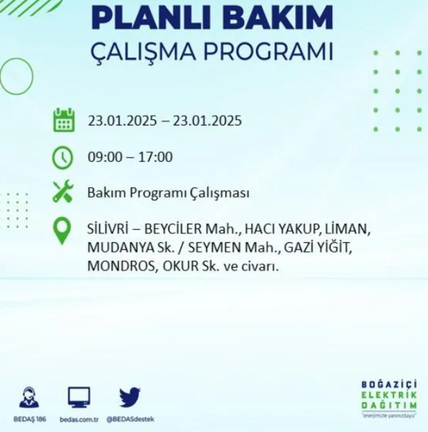 BEDAŞ açıkladı... İstanbul'da elektrik kesintisi: 23 Ocak'ta hangi mahalleler etkilenecek?