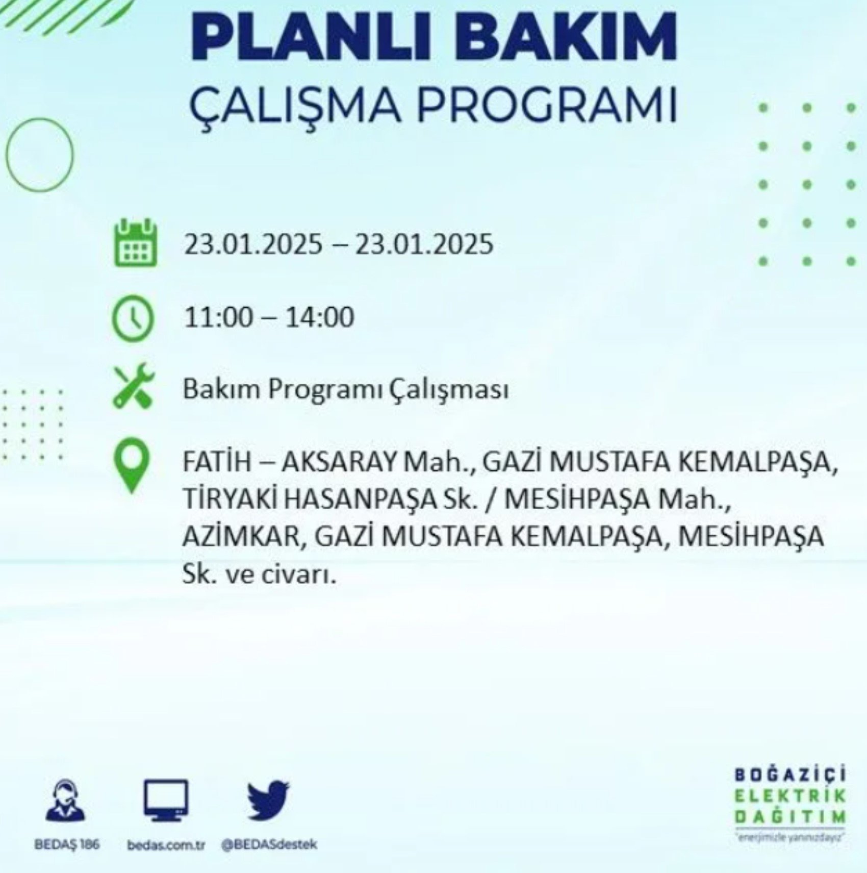 BEDAŞ açıkladı... İstanbul'da elektrik kesintisi: 23 Ocak'ta hangi mahalleler etkilenecek?