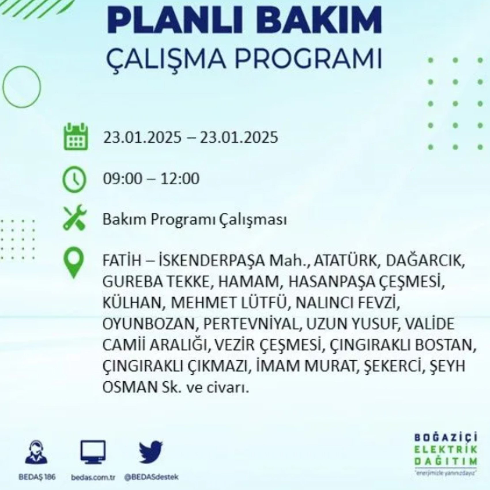 BEDAŞ açıkladı... İstanbul'da elektrik kesintisi: 23 Ocak'ta hangi mahalleler etkilenecek?